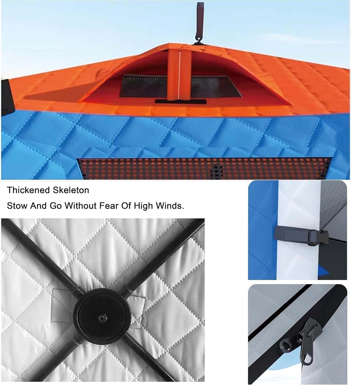 Generisch Tragbares Zelt for Eisangeln, Pop-Up-Aufbau for Eisangelzelt, Pop-Up-Unterstand, for 5 bis 6 Personen, 10,8 x 10,8 Fuß mit Herdheber und Boden, for Winter und Camping.
