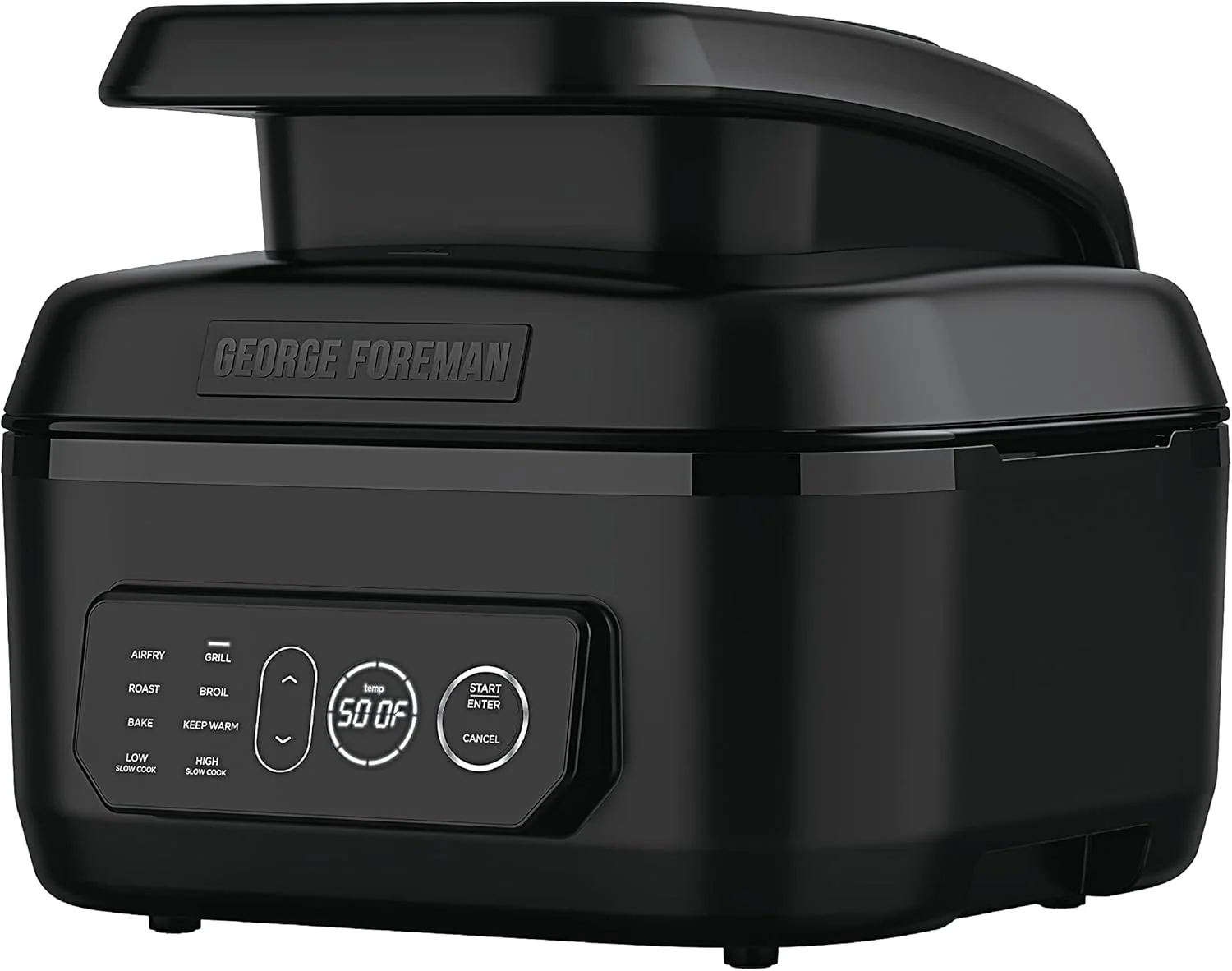 George Foreman Beyond Grill锟�?7-in-1 Electric Indoor Grill with Air Fry Technology. MCAFD800D. Black. Large