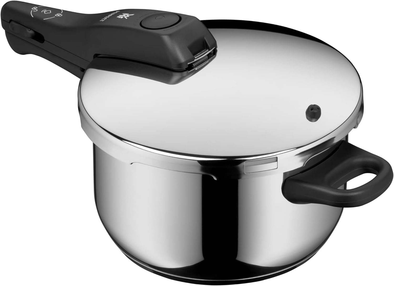 WMF Perfect One Pot Schnellkochtopf Induktion Set 2-teilig, Dampfkochtopf 4,5l, 3l, großes Kochsignal, 2 Kochstufen, abnehmbarer Deckelgriff, für alle Herdarten geeignet, Edelstahl