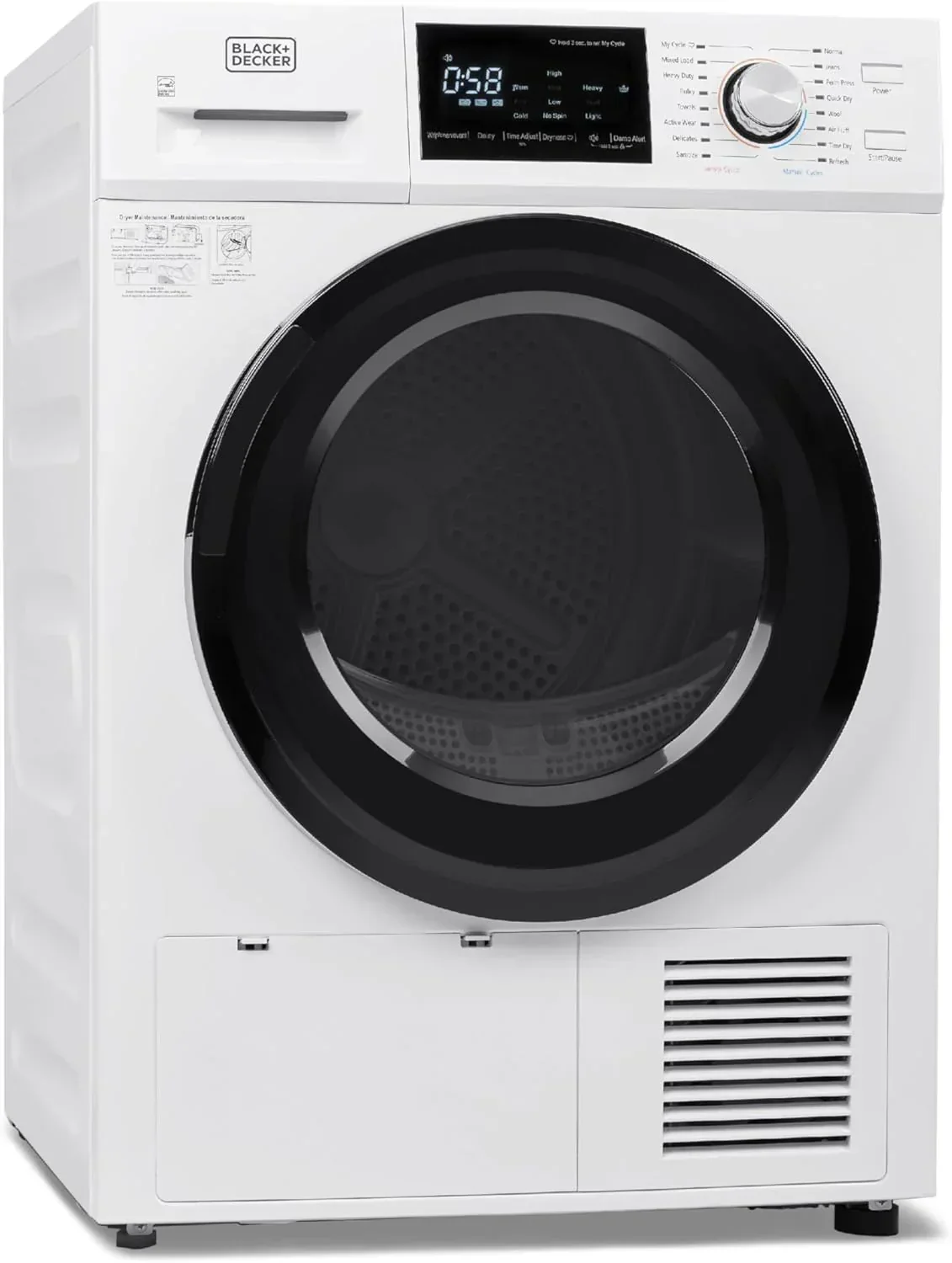Compact Clothes Dryer 1.5 Cu. Ft. 850W Electric Dryer 120V Vented Dryer Stainless Steel Drum
