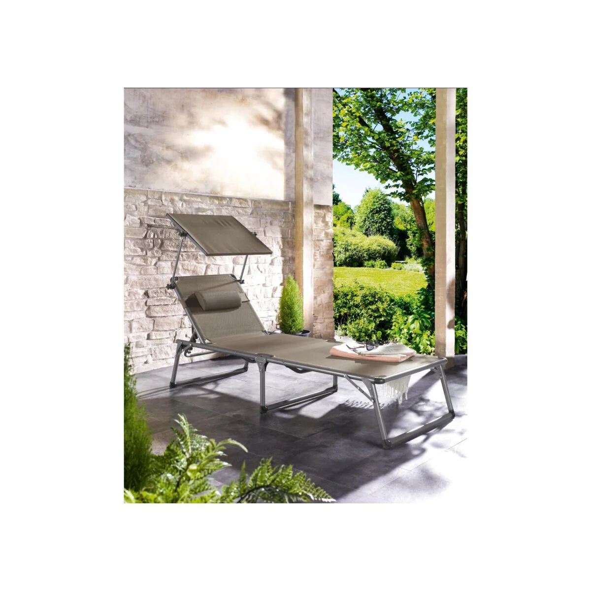 LIVARNO home Aluminium driepoot ligbed ?Houston?, met zonnedak, taupe - B-keus zeer goed