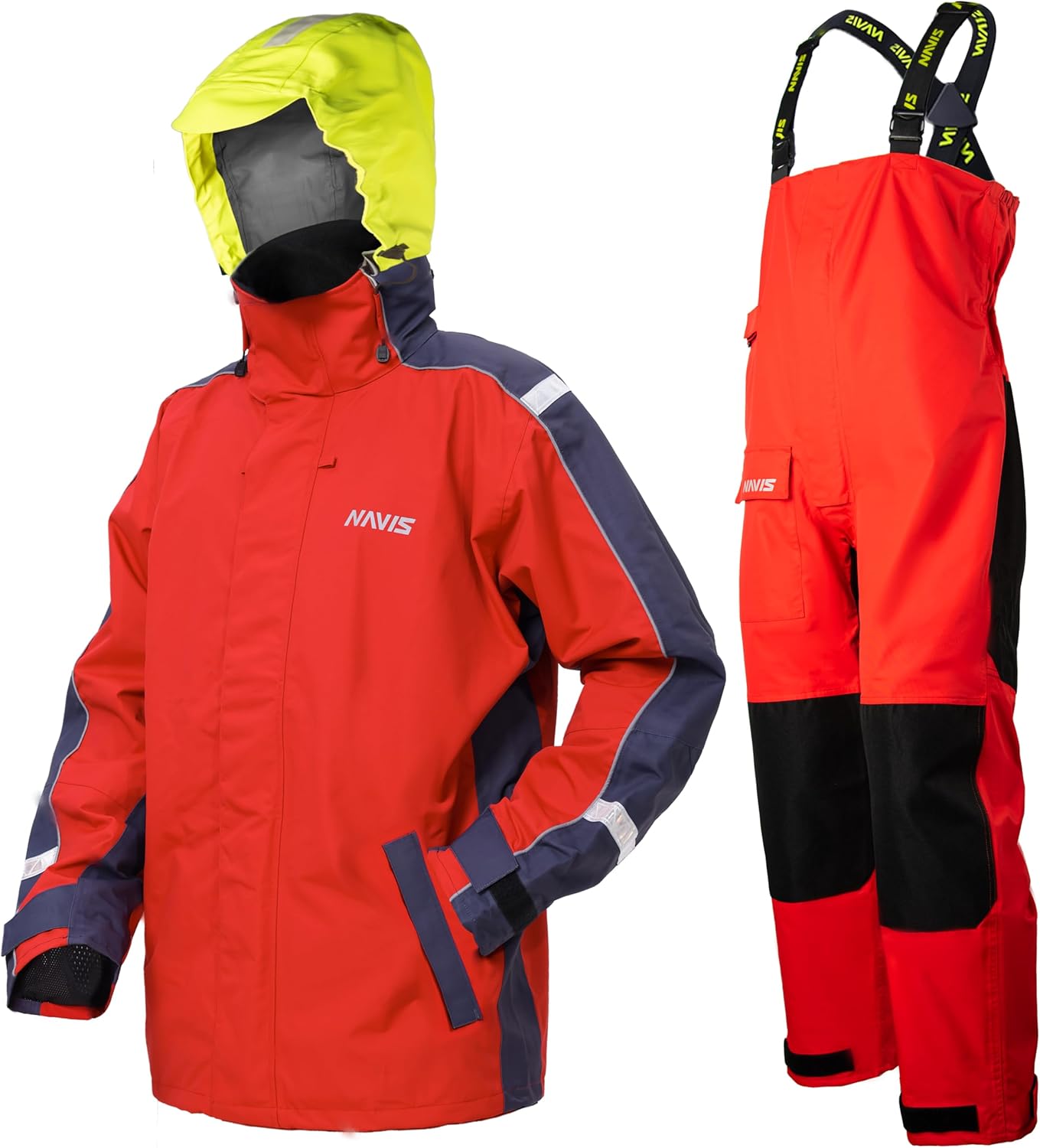 Segeljacke Herren Wasserdicht – Offshore Segelbekleidung mit verstellbarer Latzhose, atmungsaktives Ölzeug für Küsten- und Hochseesegeln, Sailor NS-147