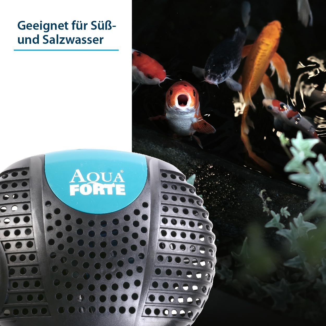 AquaForte O-20000 Plus, 200 Watt, max. Durchfluss 19 m3/Stunde, max. Förderhöhe 7 Meter, Kabellänge 10 Meter, für Wasserläufe, Wasserfälle, Springbrunnen, Filter usw, Schwarz