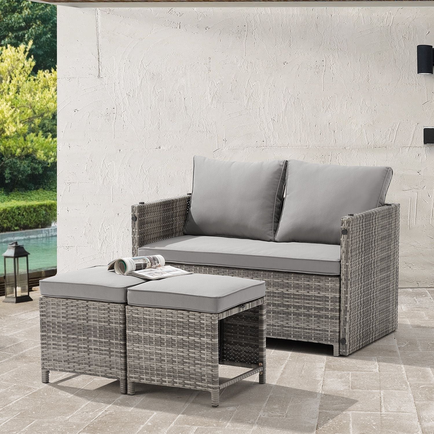 2025 Salón de jardín 2 en 1 de ratán sintético Jamaika – Modular, compacto y elegante