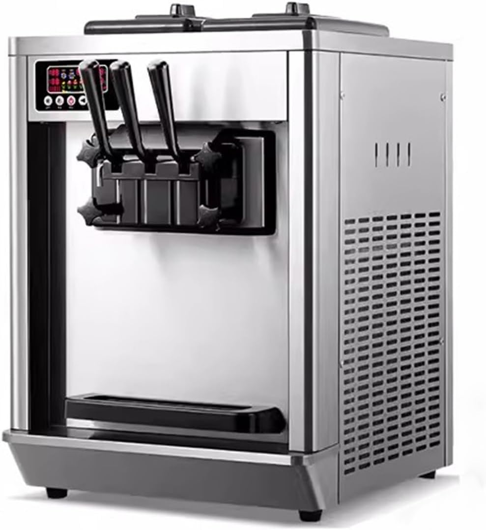 Eismaschine 22–30 l/h Softeismaschinen, kommerzieller Tricolor-Desktop-Automat for Einfrieren von süßen Eistüten Eismaschine für Haushalt