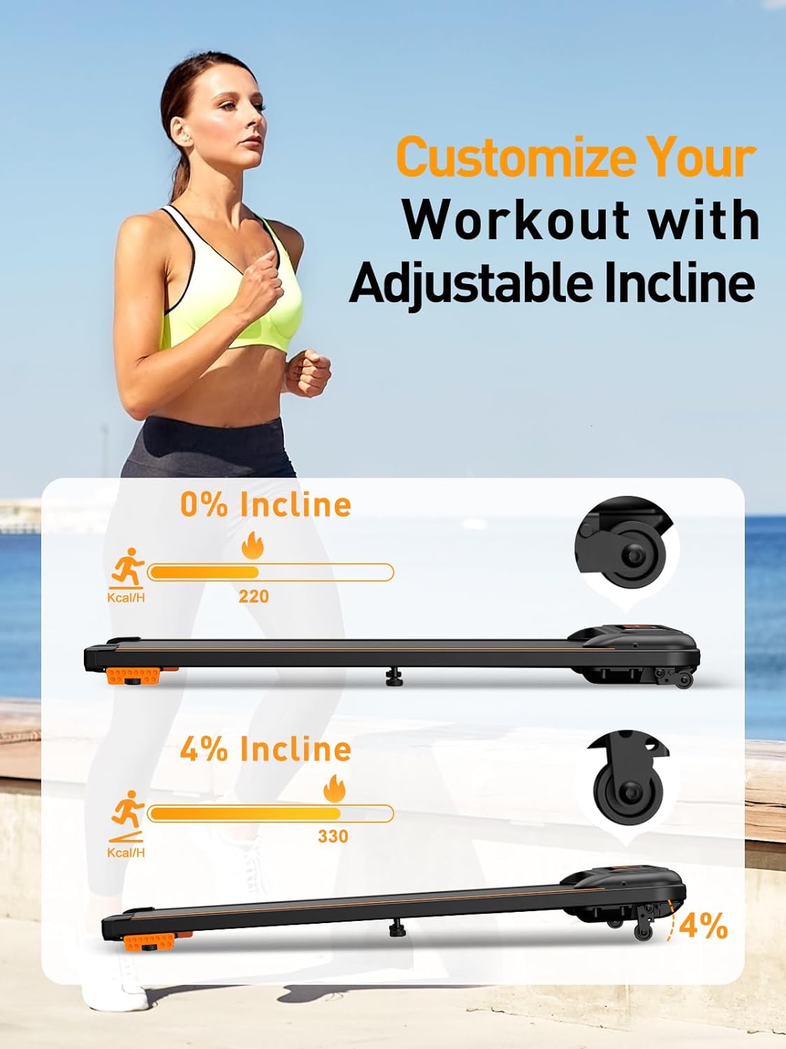 Walking Pad, Laufband für Zuhause, 2,5 PS leiser Motor, schlankes Laufband mit Neigung, 1-6 km/h, LCD-Display, Bluetooth-Lautsprecher, Fernbedienung und App-Steuerung, für Zuhause und Büro