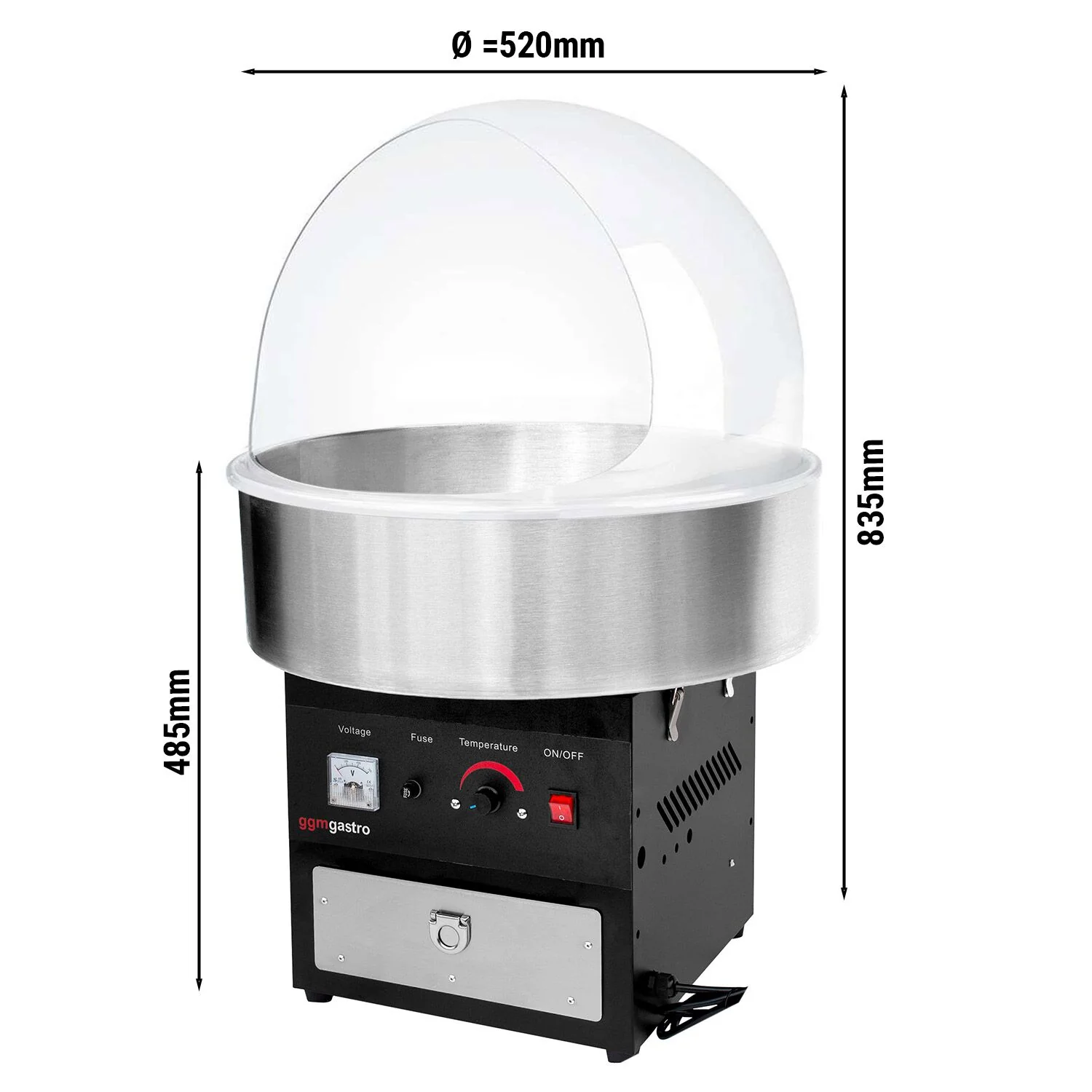 Sukkerspinnmaskin - ? 520 mm - 950 W - svart - inkl. hygienebeskyttelse