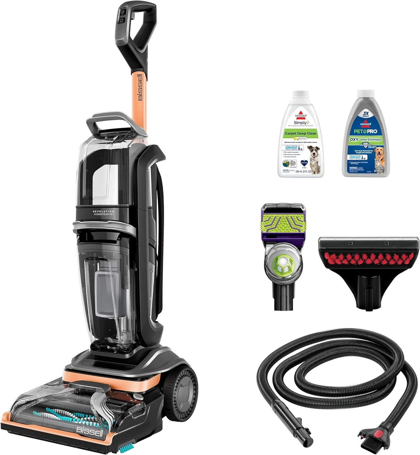 BISSELL Revolution HydroSteam Carpet Cleaner, Upright Deep Cleaner, HydroSteam Technology
