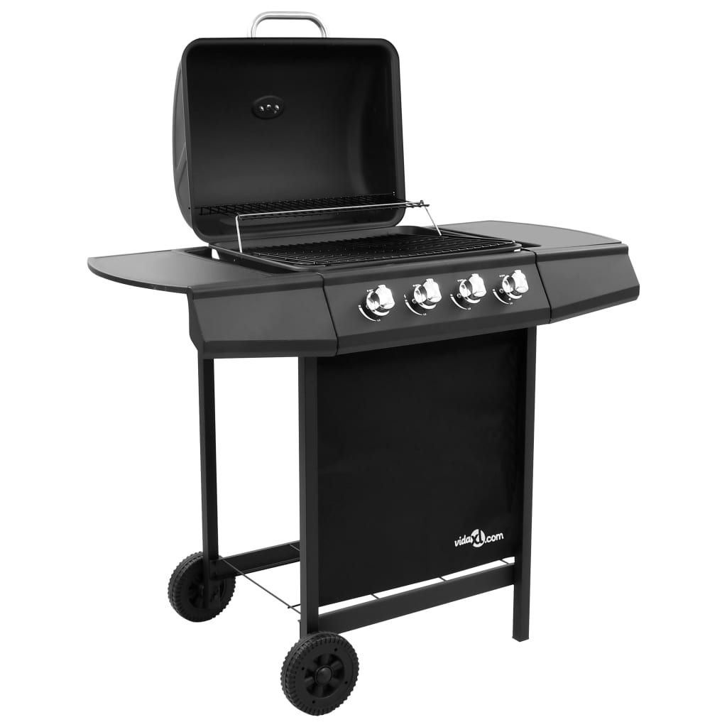 Grill gazowy Vidaxl z 4 palnikami, czarny