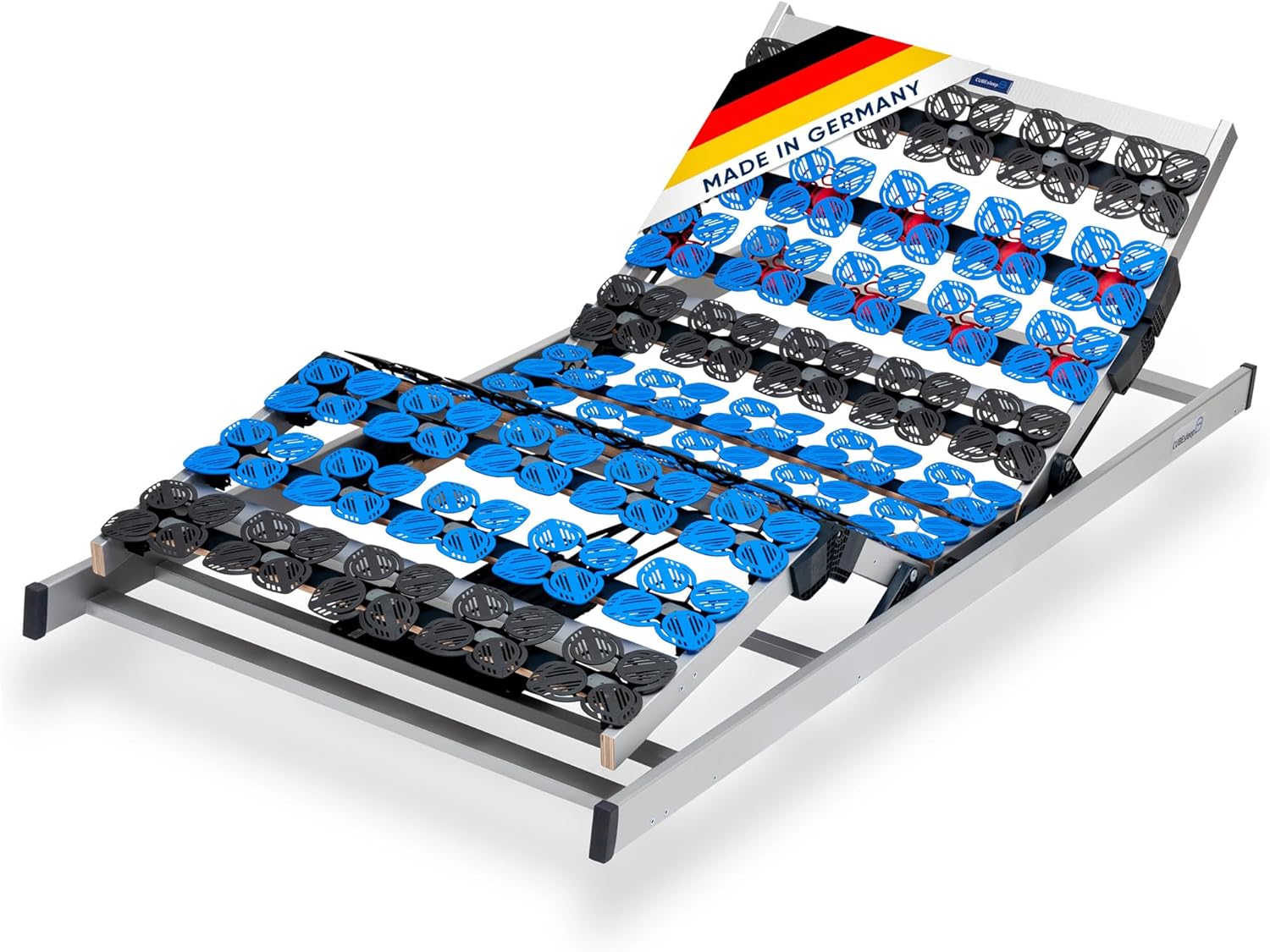 CubeSleep 7-Zonen Tellerfeder-Lattenrost Cloud 140x200 cm | Kopf- und Fußteil elektrisch verstellbar | Made In Germany | GS Zertifiziert – geprüfte Sicherheit | fertig montiert