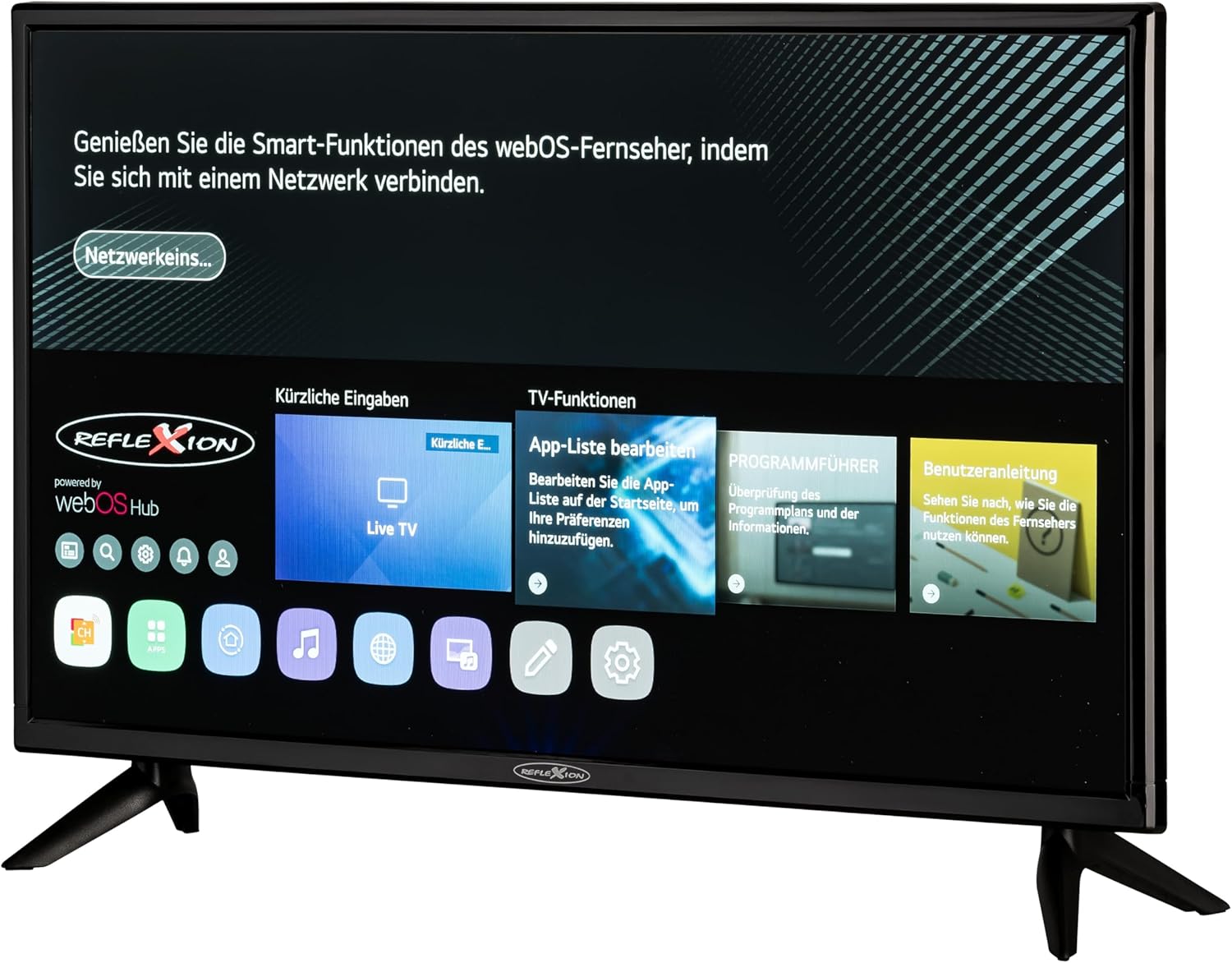 REFLEXION LED24IBT Smart LED Fernseher, LG webOSHub, 60 cm / 24 Zoll, Wohnwagen/Wohnmobil/Camping/Caravan/Boot/LKW TV, 12/230 Volt, Full HD, Triple Tuner, DVB-T2HD, DVB-S2, DVB-C, Bluetooth, WLAN