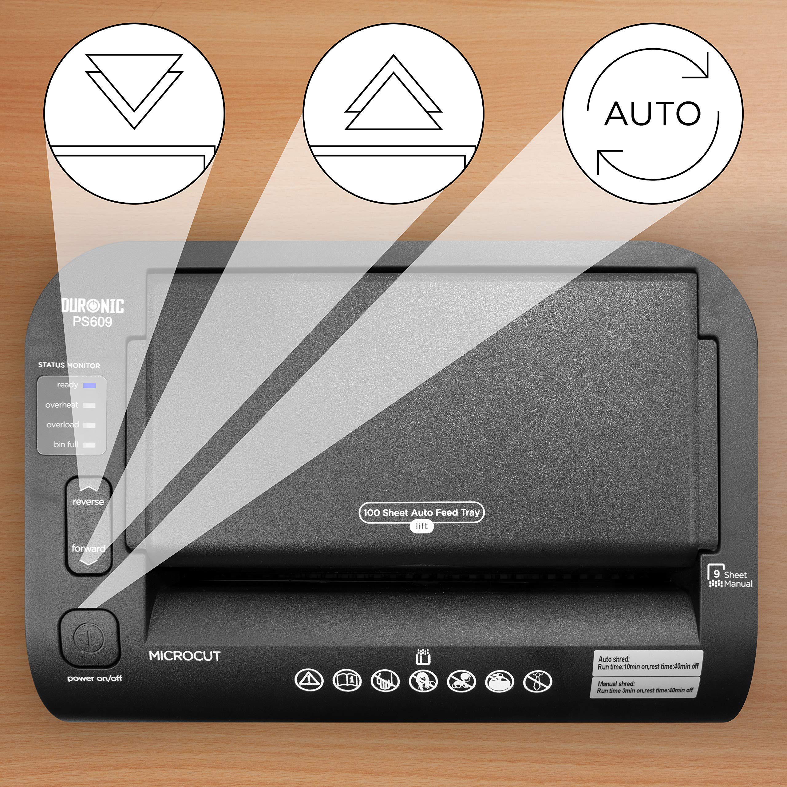 2025 Duronic Kruis-Cut Papiervernietiger PS609, versnipperd 9 vellen, robuuste kleine elektrische papierversnipperaar, datavernietiger voor thuis en kantoor, vernietigt papier, creditcards, enveloppen, documenten �C Zwart, P4