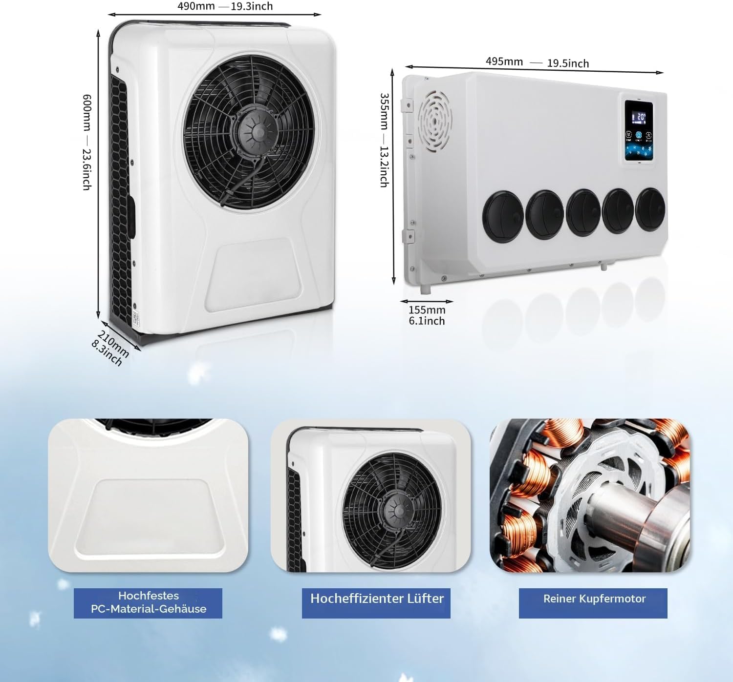 12V LKW Klimaanlage 10000BTU Split Electric AC Unit 12 Volt Fit für Wohnmobile Wohnmobil Bus Anhänger Traktoren Camper Van Parken Klimaanlage Schnelle Kühlung Low Noise