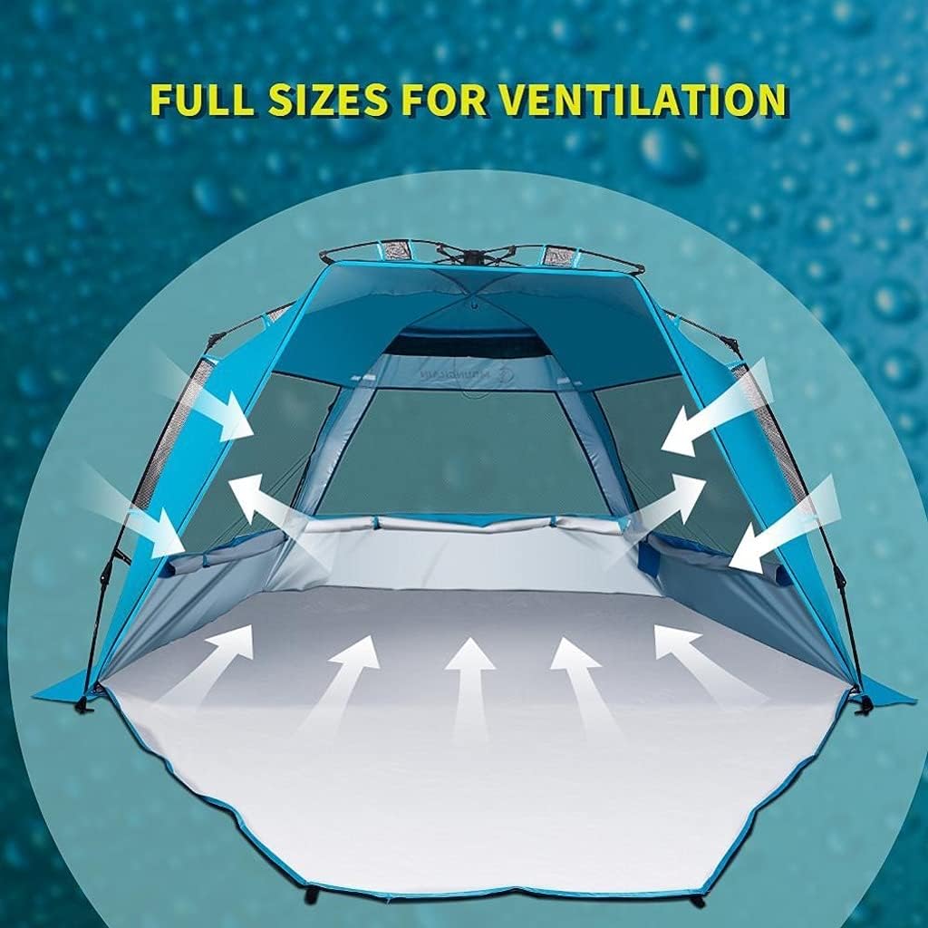 Strandzelt Deluxe Pop Up Sun Shade Shelter for 3-4 Personen Uv. Schutz, erweiterbarer Boden mit 3 Lüftungsfenstern