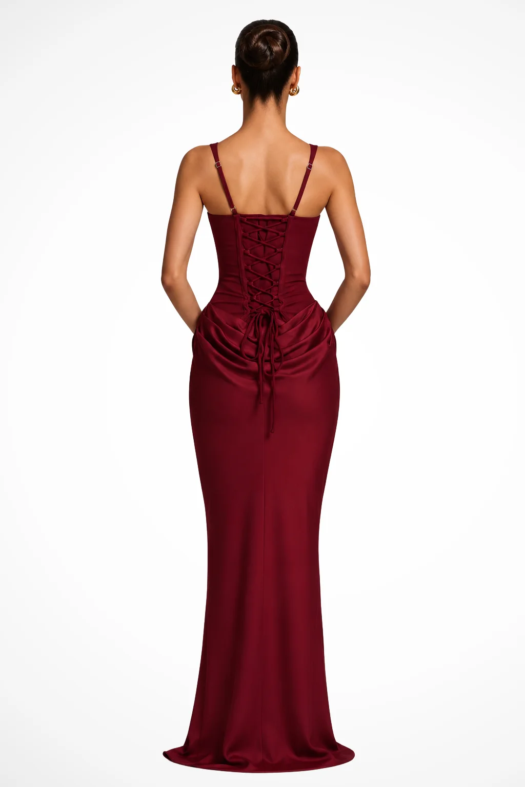 Festliches Damen Maxikleid mit eckigem Ausschnitt und Korsett-Drapierung | Elegantes Kleid f��r Hochzeitsg?ste & Events