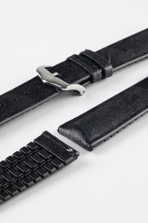 Hirsch LEAF Vegan Performance Rubber Watch Strap in BLACK