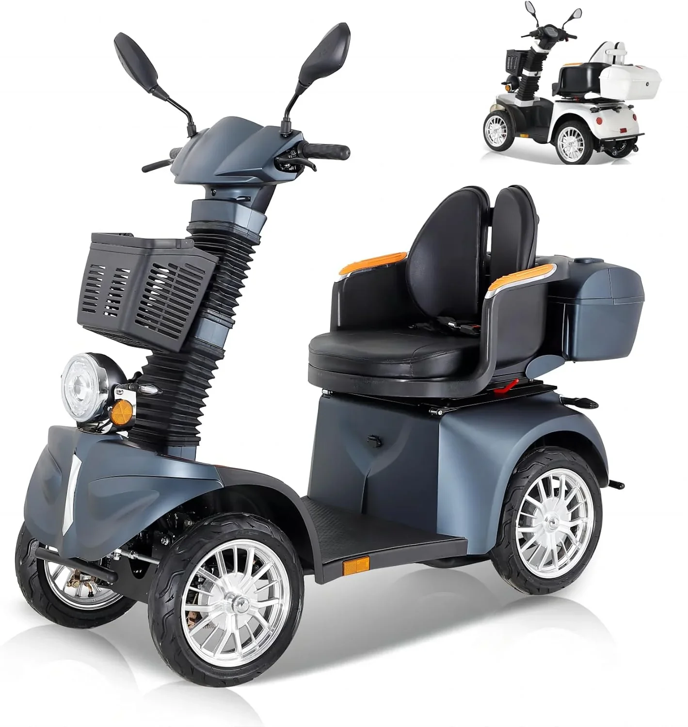 2025 Scooter de movilidad ZVGREEN de 4 ruedas – modelo para personas mayores con asiento tipo capitán – hasta 15 km/h – gran espacio de almacenamiento – asiento giratorio – freno electromagnético