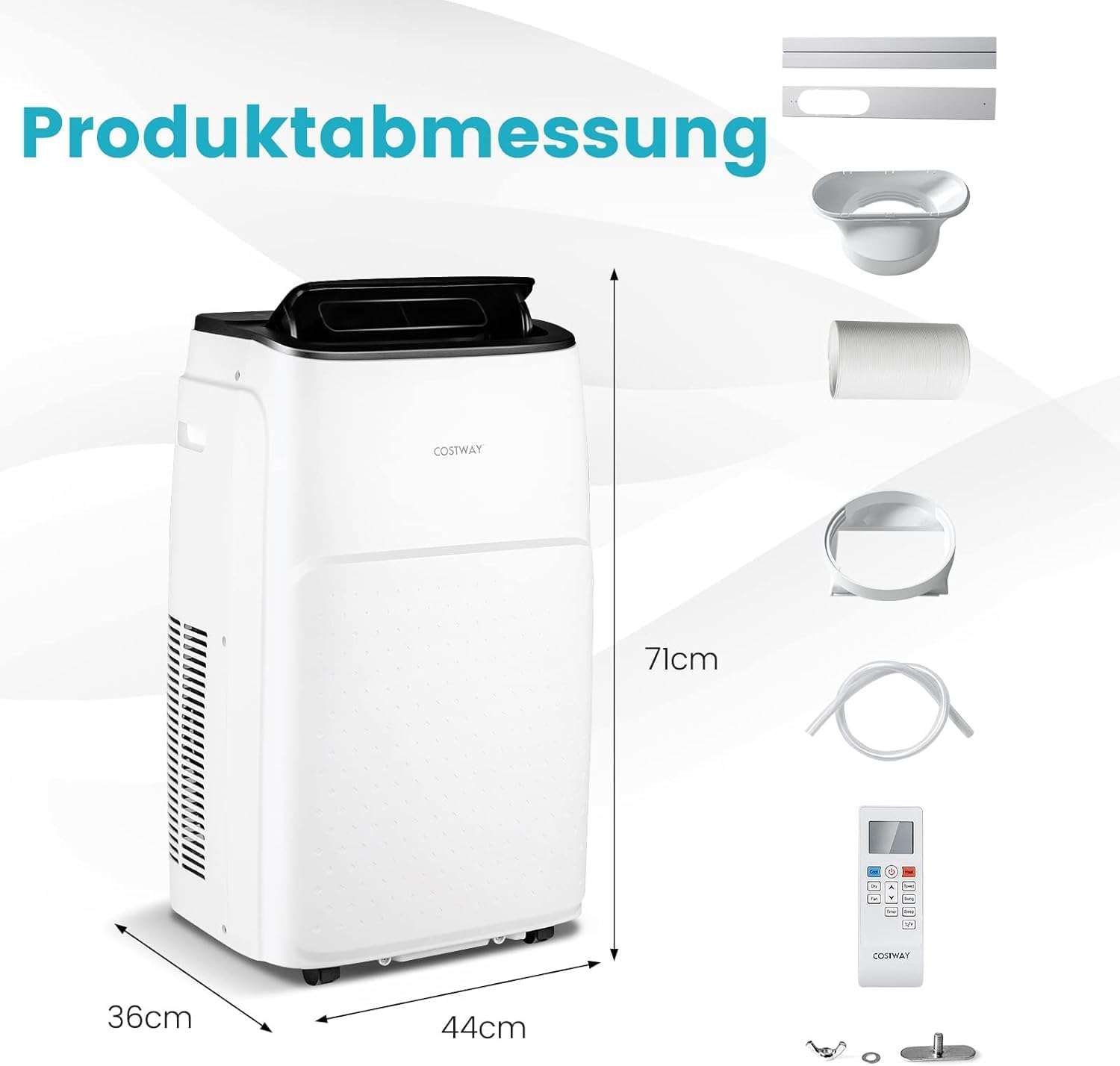 FANTASK 5 in 1 mobile Klimaanlage mit APP/Fern Kontrolle14000BTU, 45 m² Klimagerät Heizlüfter Ventilator Entfeuchter mit Abluftschlauch für 135 m³