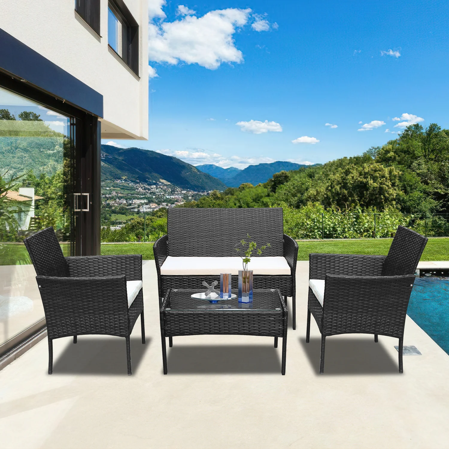 Sonnewelt Polyrattan Sitzgruppe Gartenmbel Set