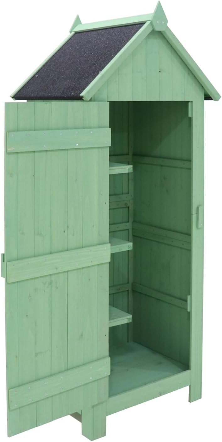 Gartengeräteschrank aus Holz Praktischer Stauraum für Garten und Terrasse Bitumendach Outdoor HTI living