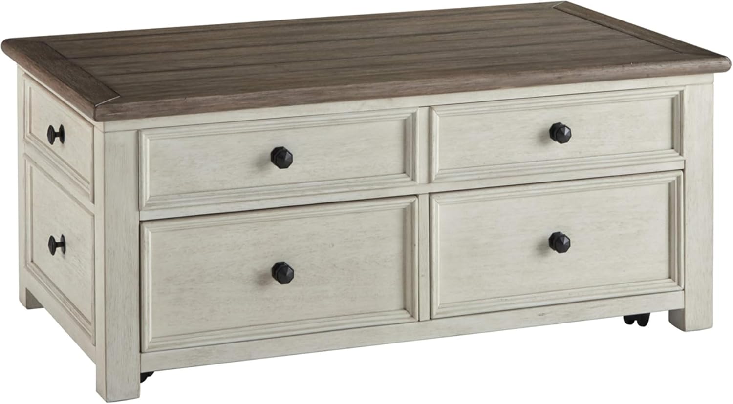 Signature Design by Ashley Bolanburg Lift-Top Coffee Table with Storage Two-Tone Rustic Farmhouse Cocktail Table �C Brown/White