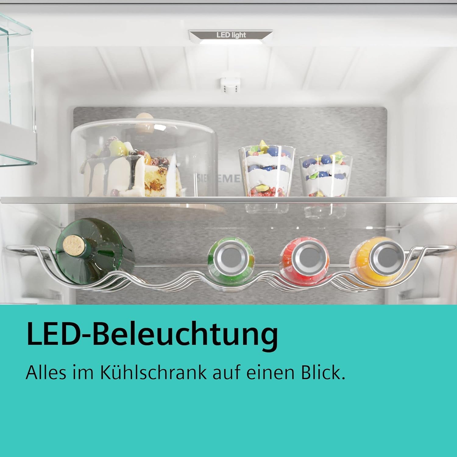 Siemens KI86NADD0 Einbau-Kühl-Gefrier-Kombination iQ500, einbaufähige Kühlkombination mit Gefrierbereich unten, 177,2x55,8 cm, 184L Kühlen, 76L Gefrieren, noFrost, hyperFresh, autoAirflow