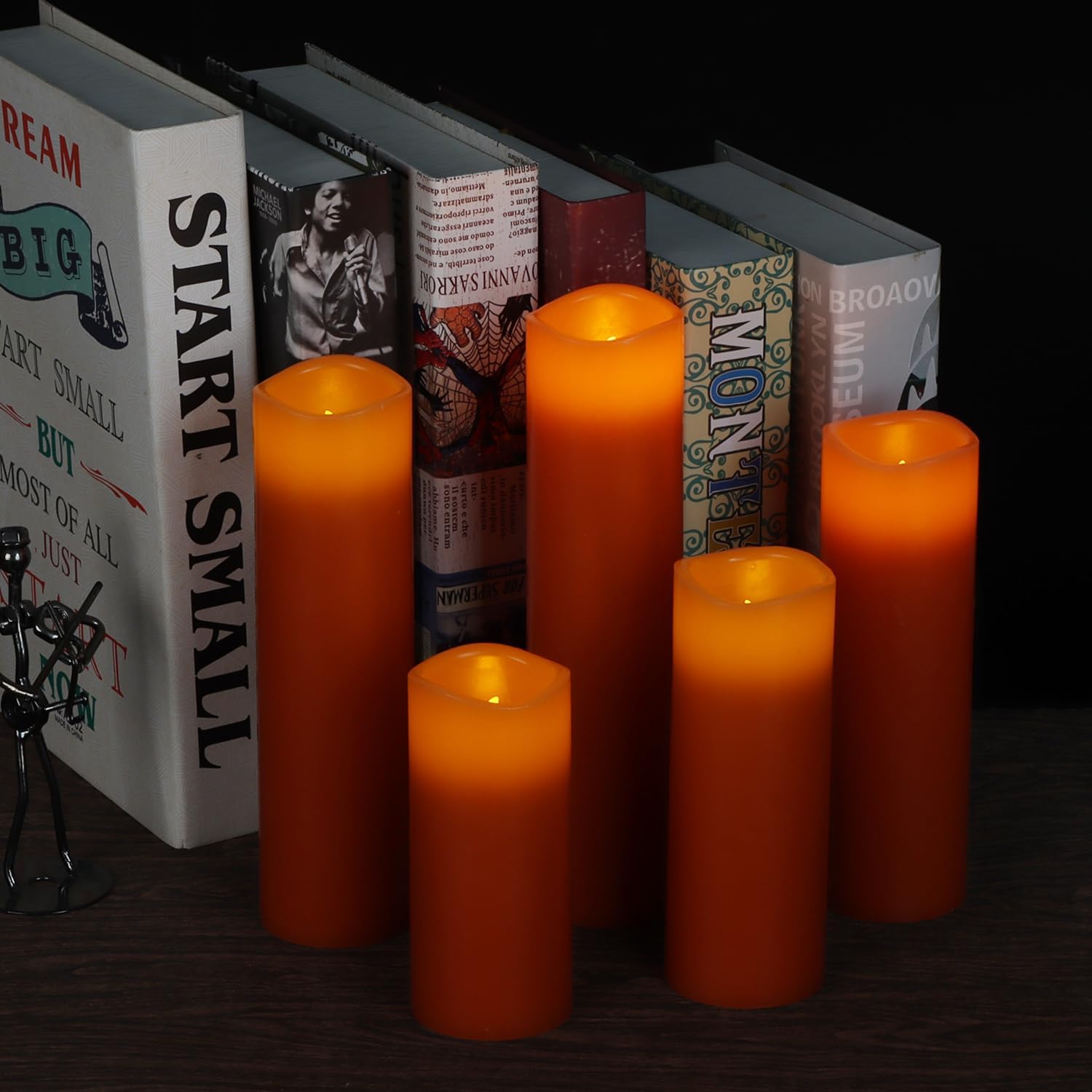 Vinkor Flammenlose Kerzen Batteriebetriebene Kerzen Echtwachs Stumpen LED-Kerzen mit 10-Tasten-Fernbedienung und Radfahren 24-Stunden-Timer (Orange 9er Set)