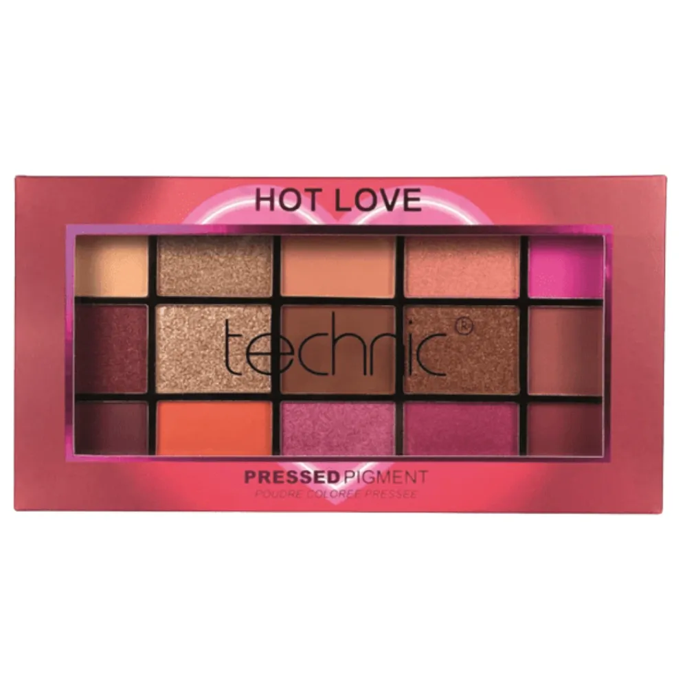 Technic Pressed Pigment Palette Hot Love 20536 a?? 15 Warm & Romantic Shades