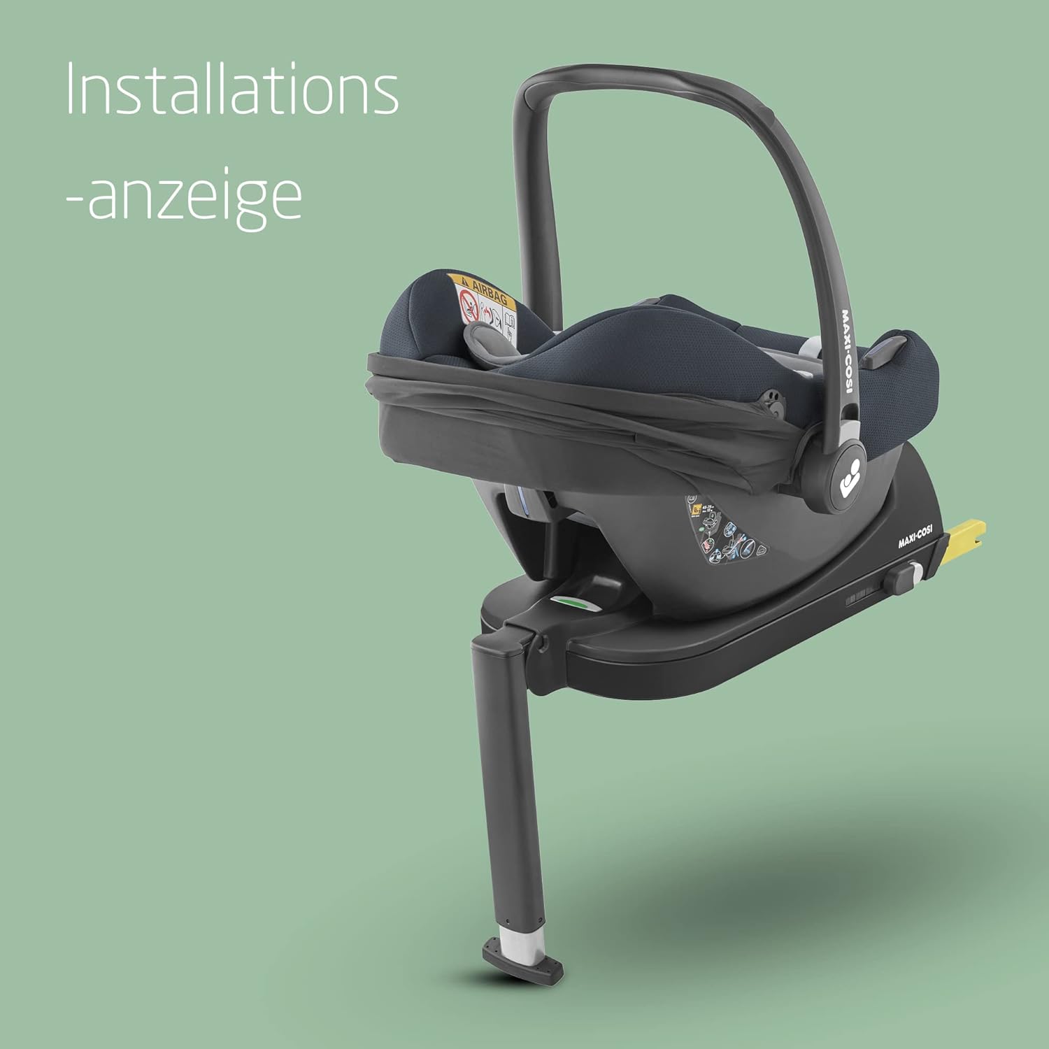 Maxi-Cosi CabrioFix i-Size, Babyschale, 0–12 Monate, max. 12 kg, leichter i-Size Kindersitz (3,2 kg), Sonnenverdeck, gepolsterter Sitz, für viele Maxi-Cosi Kinderwagen, Essential Green
