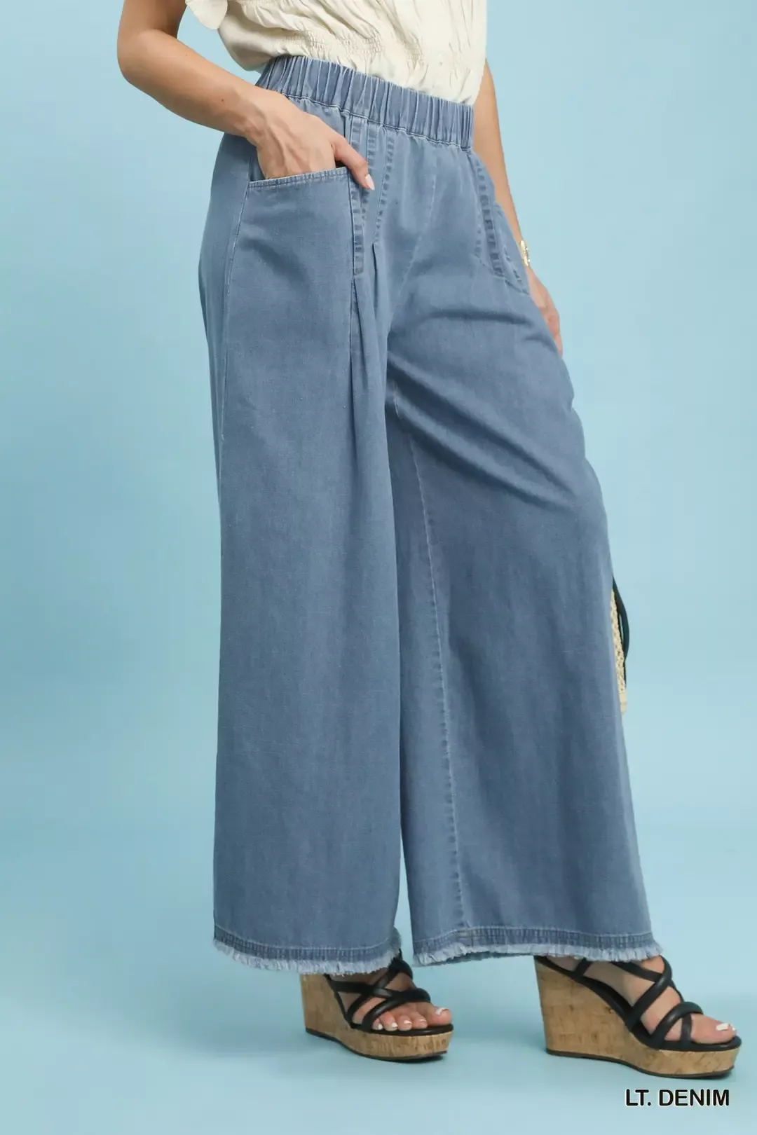 Umgee Stone Washed Wide Leg Pants