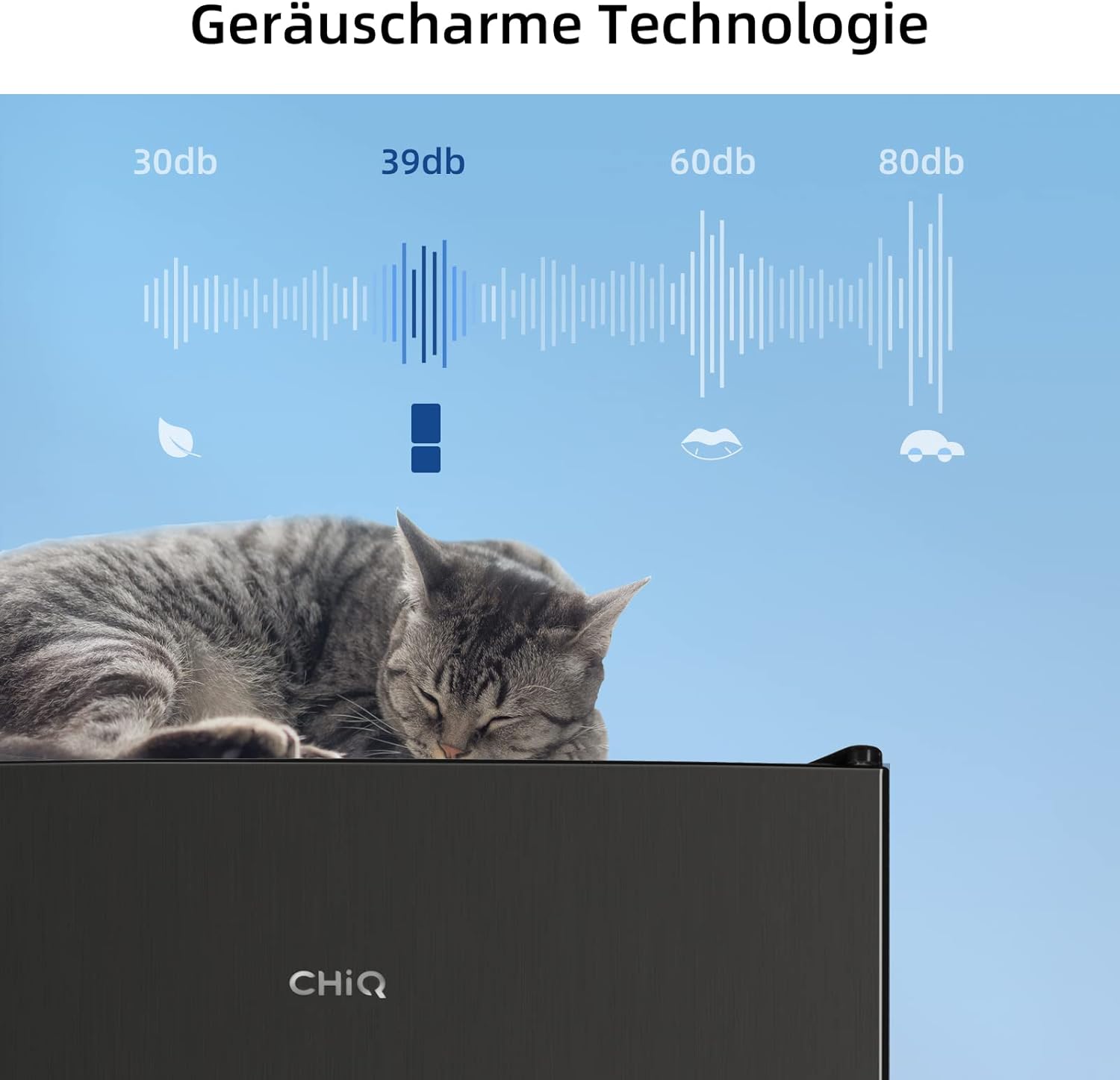 CHIQ CTT107BC Kühlschrank Klein 107 Liter, Höhe 84cm, Tiefe 55cm, Platzbedarf nur 0,3 ㎡, Mikro-Gefrierfach, Vario Box, 7 Temperaturregelstufen, geräuscharm, 87 kWh/Jahr, Schwarz