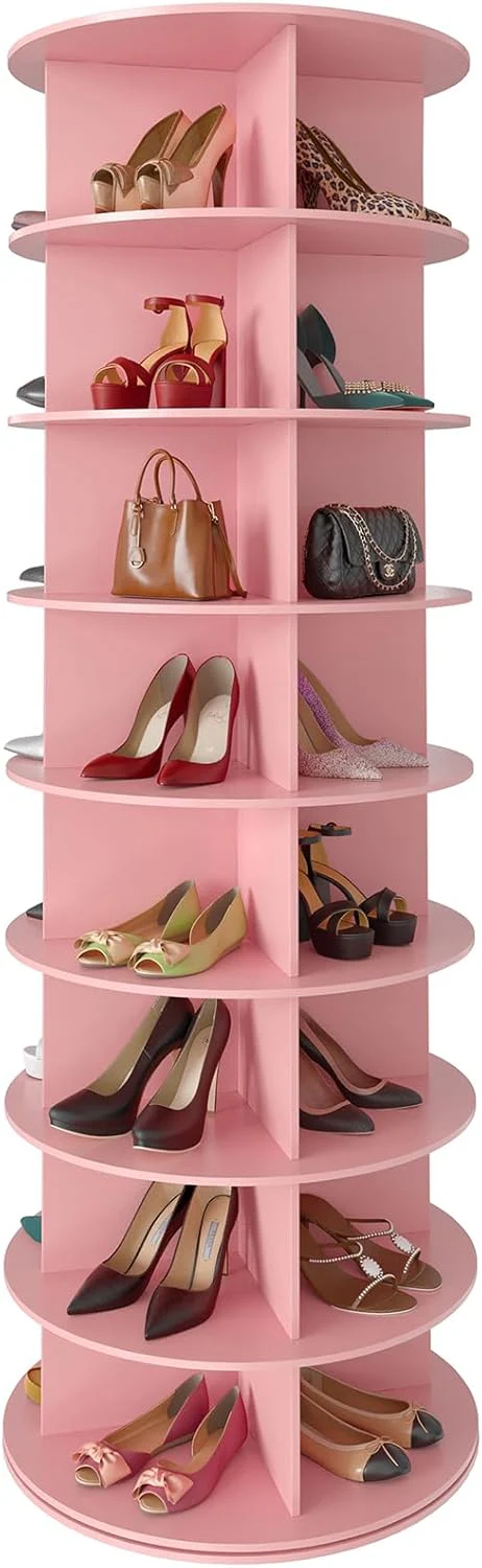 SpaceAid 7 Tier Rotating Shoe Rack Tower, Spinning Shoe Display Lazy Susan
