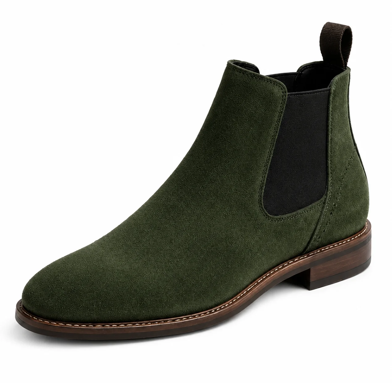 Men��s Olive Green Chelsea Boots �C Suede Finish Design