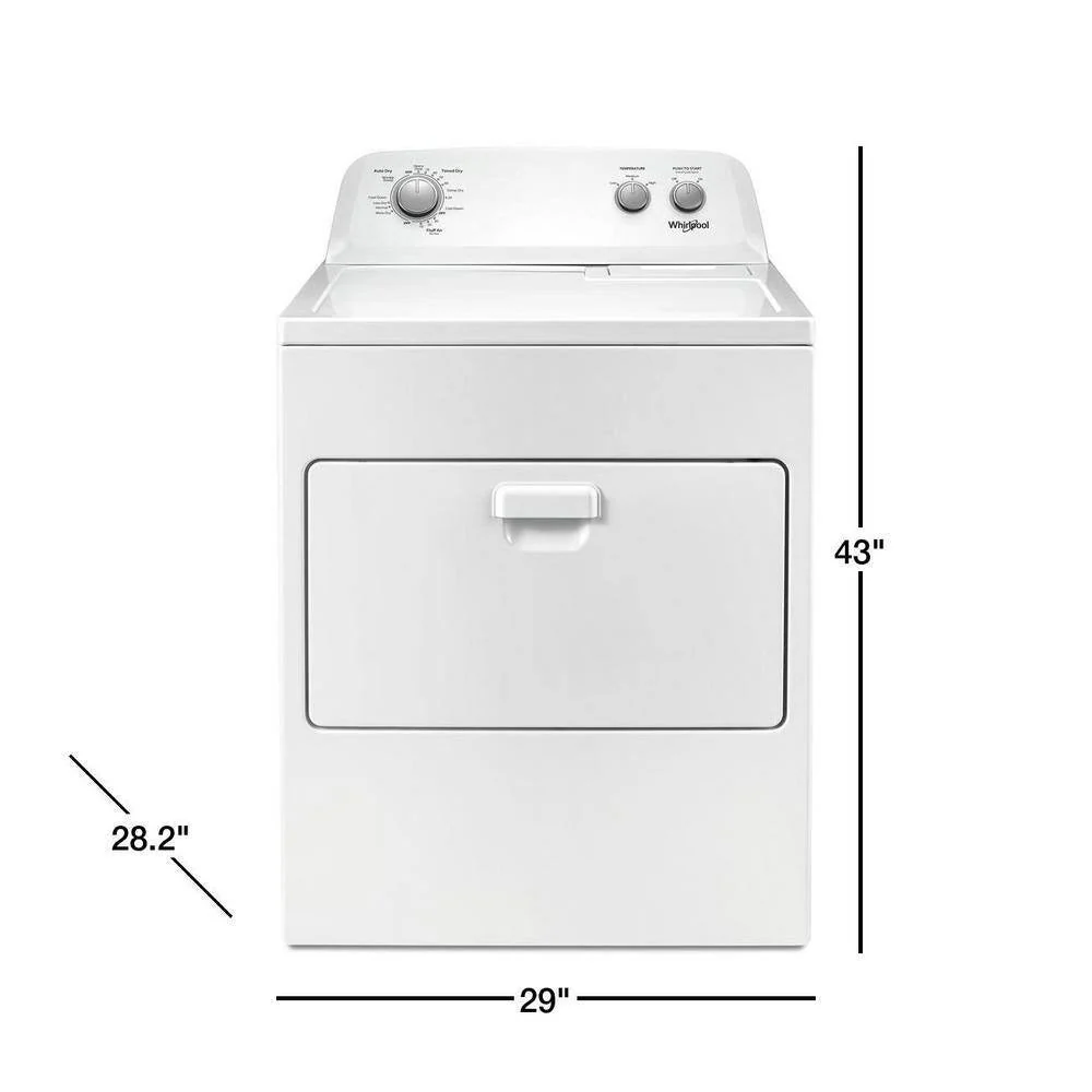 Whirlpool 7.0 cubic foot (approx. 198 liters) clothes dryer, AutoDry™ system, Wrinkle Shield™, white