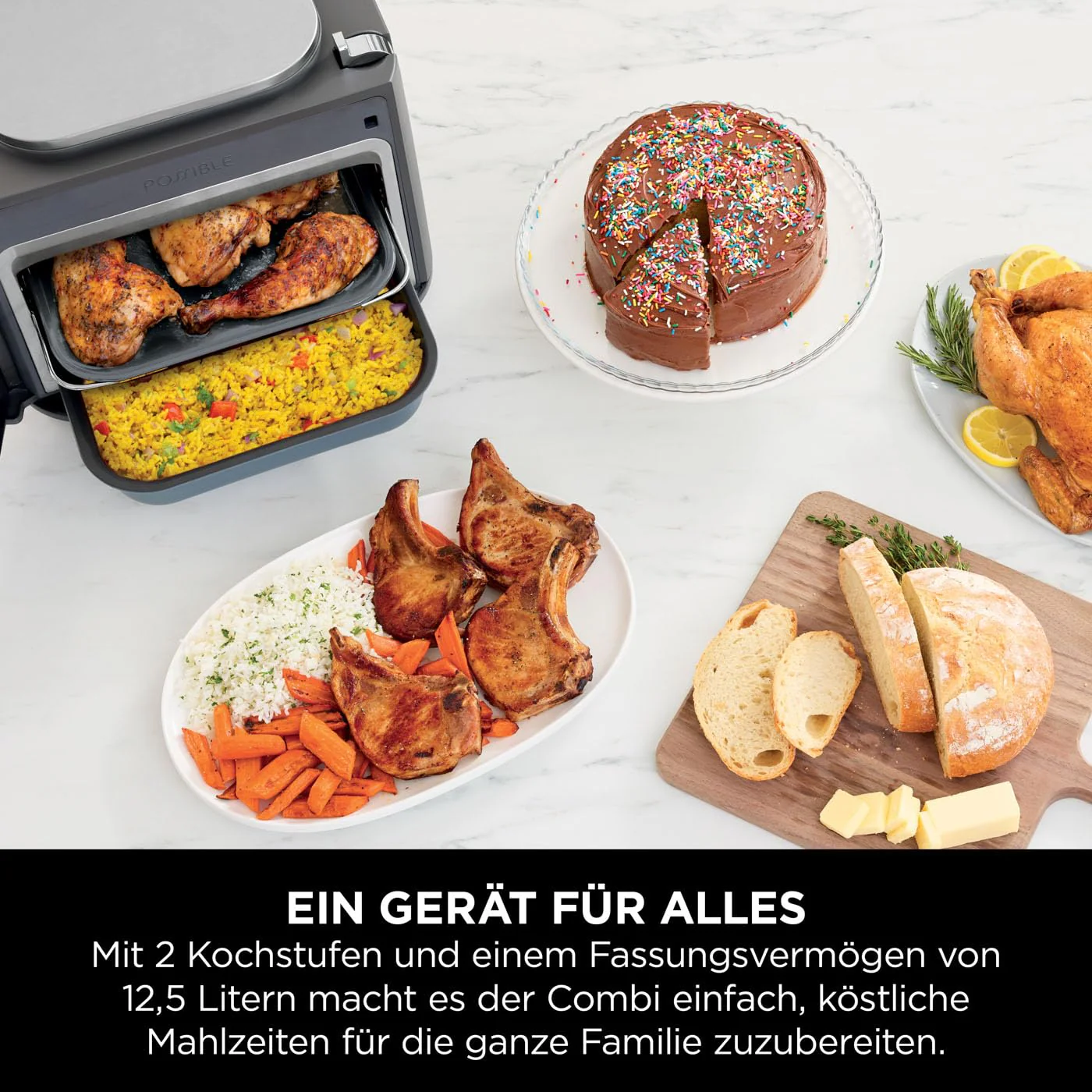 2025 Ninja Combi 12-in-1 Multikoker, Oven & Heteluchtfriteuse, 12 kookfuncties, Air Fryer & Grillen, bereiding in 15 min, met bakplaat, pan, Crisper rooster, receptenhandleiding, grijs, SFP700EU*