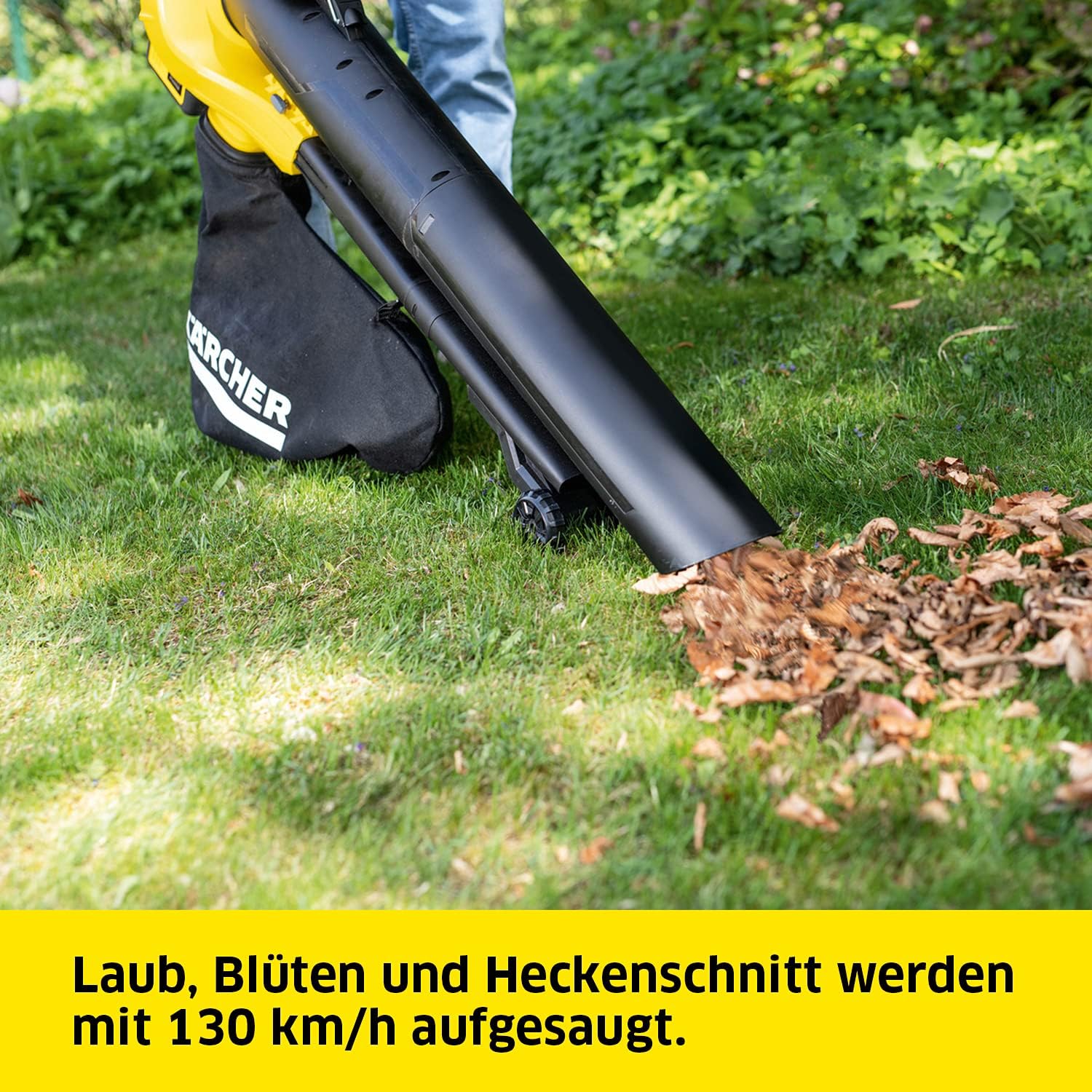 Kärcher 18 V Akku-Laubbläser und -sauger BLV 18-200 Battery Set, inkl. 18 V/2,5 Ah Akku und Schnellladegerät, mit Mulchfunktion, Luftgeschwindigkeit: 200 km/h, Fangsackvolumen: 45 l, Gewicht: 3,5 kg