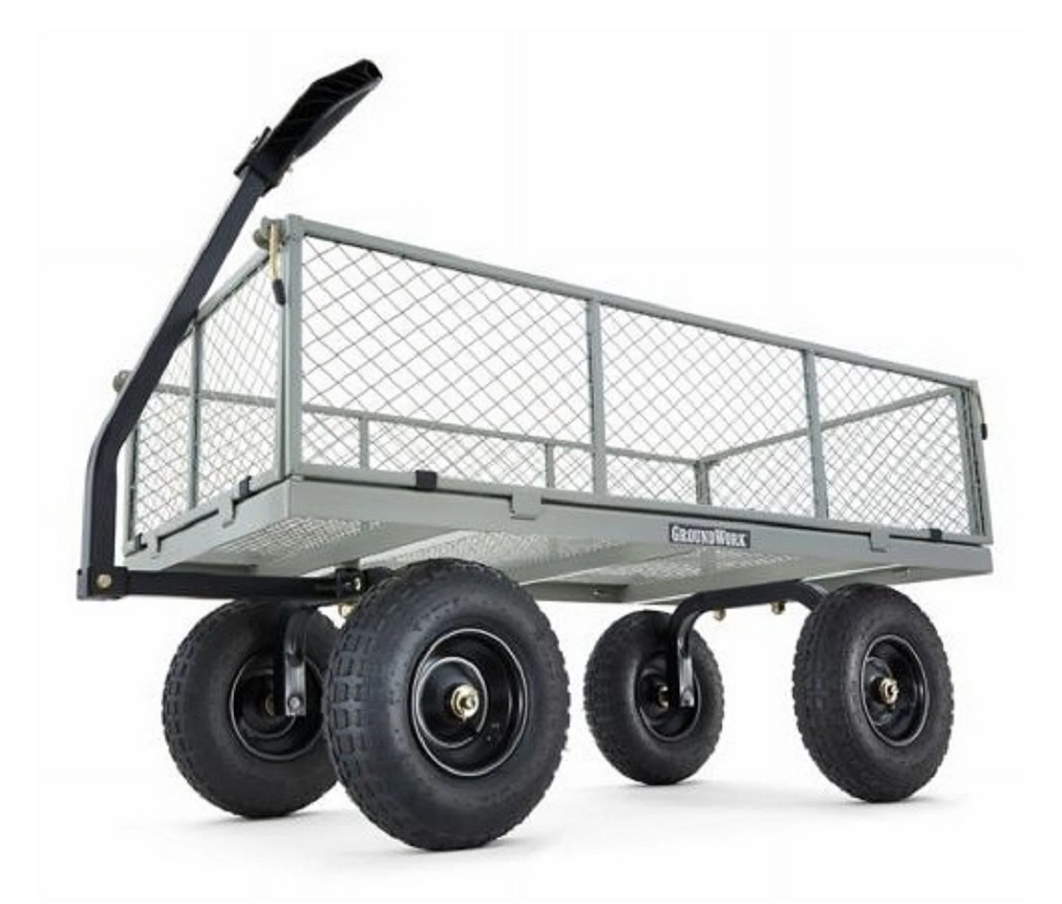 GroundWork GW-1001-2 Stalen tuinkar met 1000 lbs capaciteit, 6 kubieke voet, grijs
