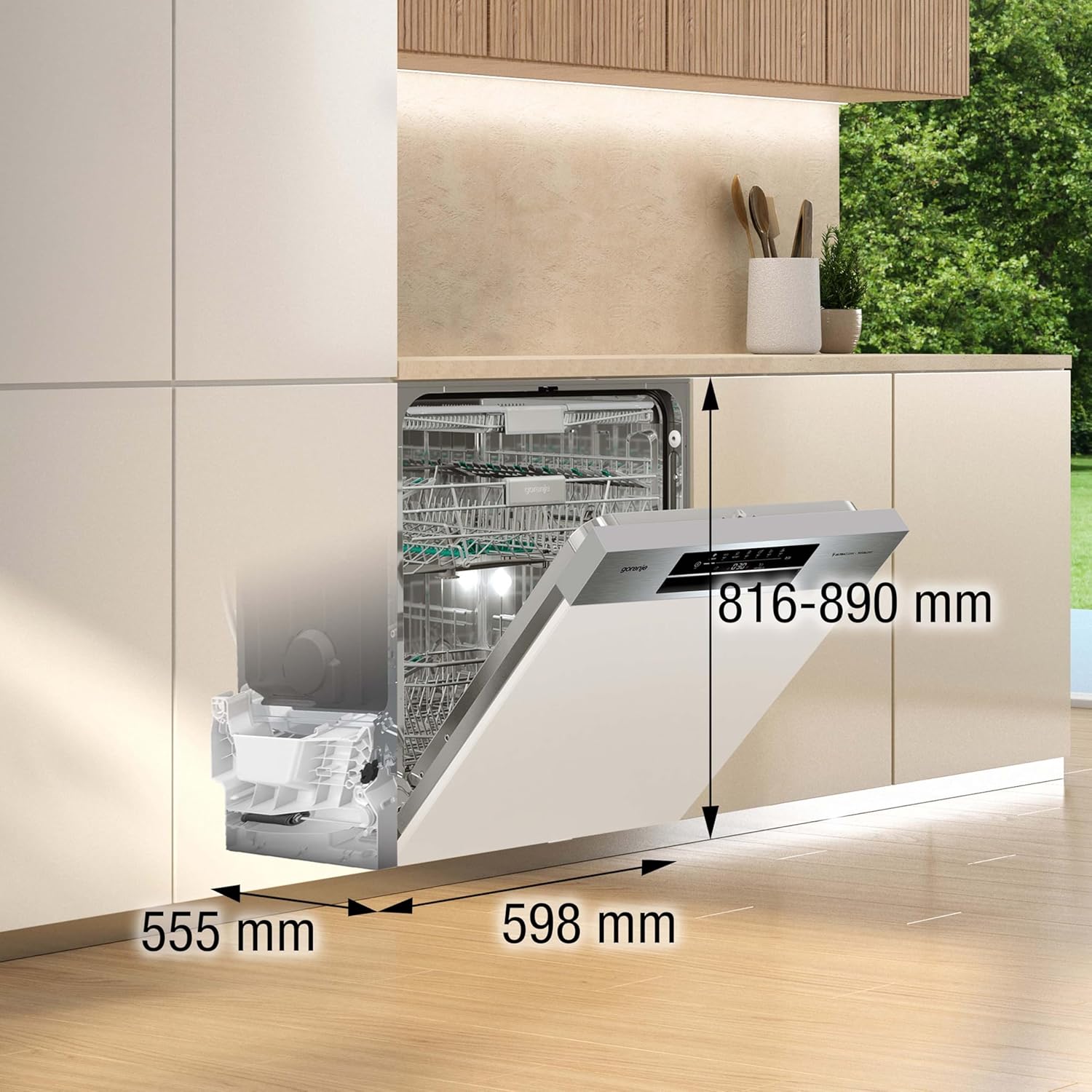 Gorenje GV663A66 Geschirrspüler/Einbaugerät FRONT NICHT ENTHALTEN/Made in EU/60 breite/16 Maßgedecke/8 Programme/TotalDry/Nachtprogramm/Status LED Licht/EEK: A-10%/Einbaumaße (HxBxT): 82 x 60 x 55,5cm