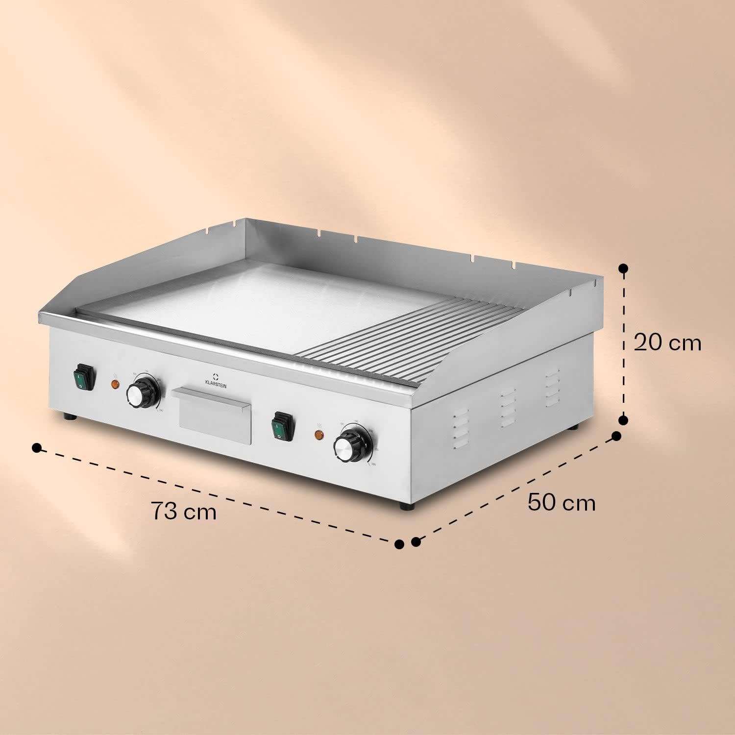 Klarstein Elektrogrill, Tischgrill mit LED-Anzeige, Elektrogrill für Balkon & Indoor, Edelstahl Grillplatte mit abnehmbarer Antihaftplatte & Spritzschutz,Grill Elektrisch 200 W