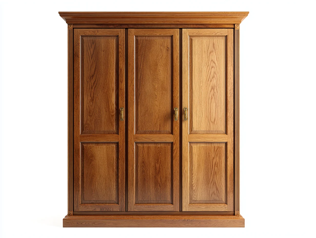 Armarios de tres puertas de madera 150x60x200 cm marrón - diseño clásico - para dormitorio
