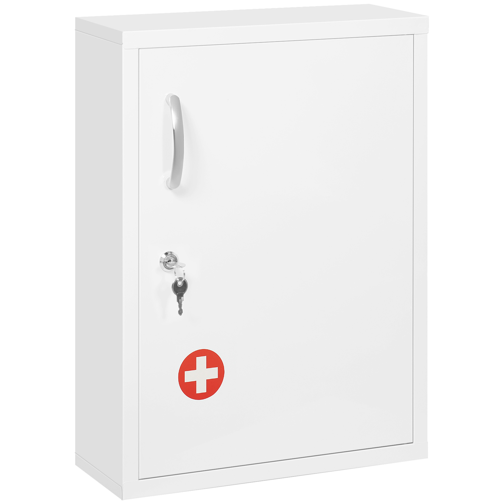 kleankin Medicijnkast, 3 Compartimenten, Afsluitbaar, met Receptenvak, Stevig Stalen Behuizing, Wit, 40 x 15 x 53,5 cm