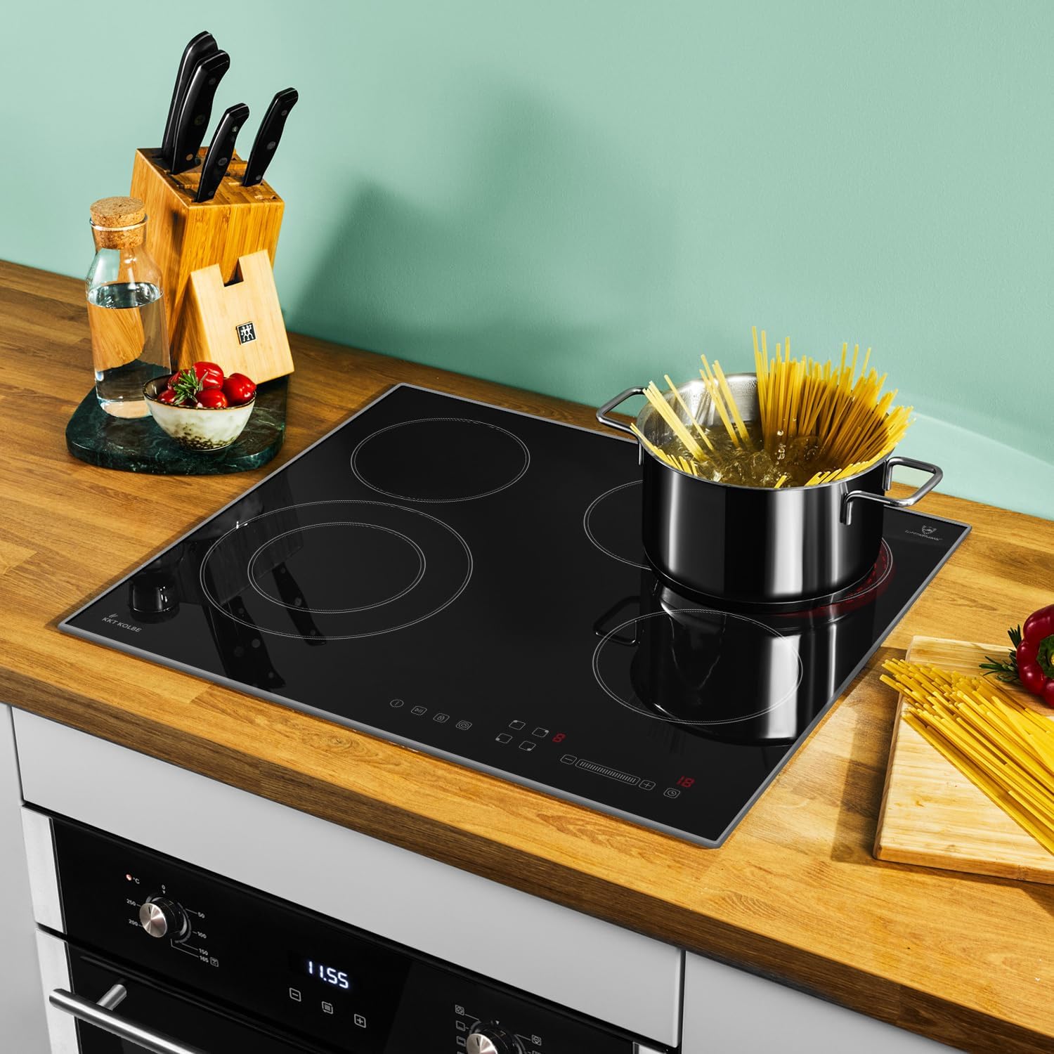 KKT KOLBE Autarkes Herdset | 60cm Einbaubackofen EB8005ED | 59cm Kochfeld CH5901AL | Pizzafunktion Grill Umluft Heißluft | Automatik-Timer | Wärmeschutzverglasung | Kindersicherung | SET8005CH59AL