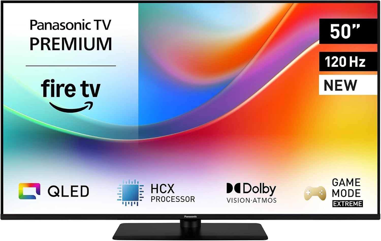 Panasonic Premium TV-50W85BEZ, W85B Serie, 50 Zoll, 4K Ultra HD QLED Smart TV, 2025, 120 Hz, Fire TV, Dolby Vision und Atmos, Game Mode Extreme, Alexa, Apple Support, Bluetooth, Schwarz