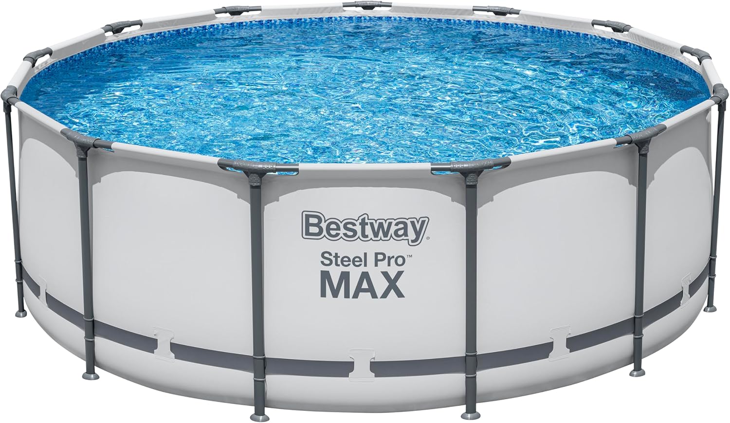 Bestway® Steel Pro MAX™ Aufstellpool Komplett-Set mit Filterpumpe Ø 396 x 122 cm, lichtgrau, rund