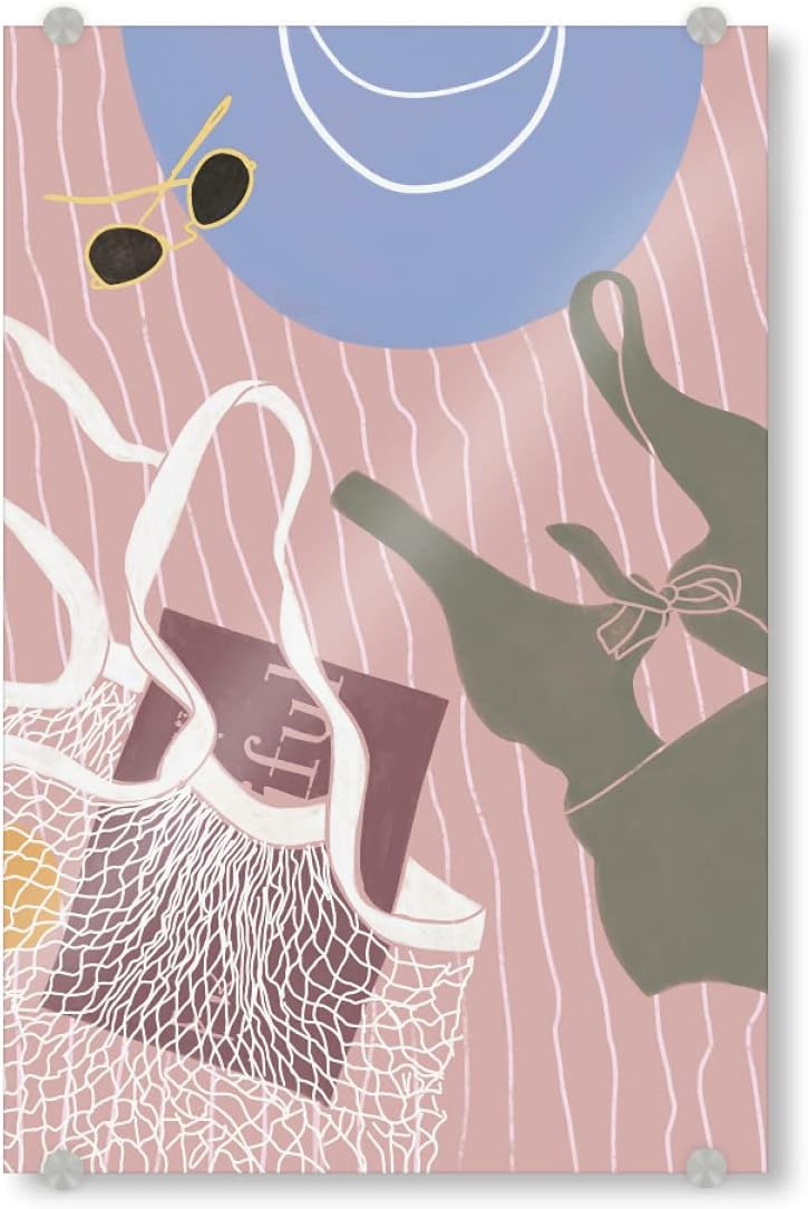 artboxONE Acrylglasbild 120x80 cm Reise Kunga - Am Strand Strandtuch Bild hinter Acrylglas - Bild Strand Beach Bikini