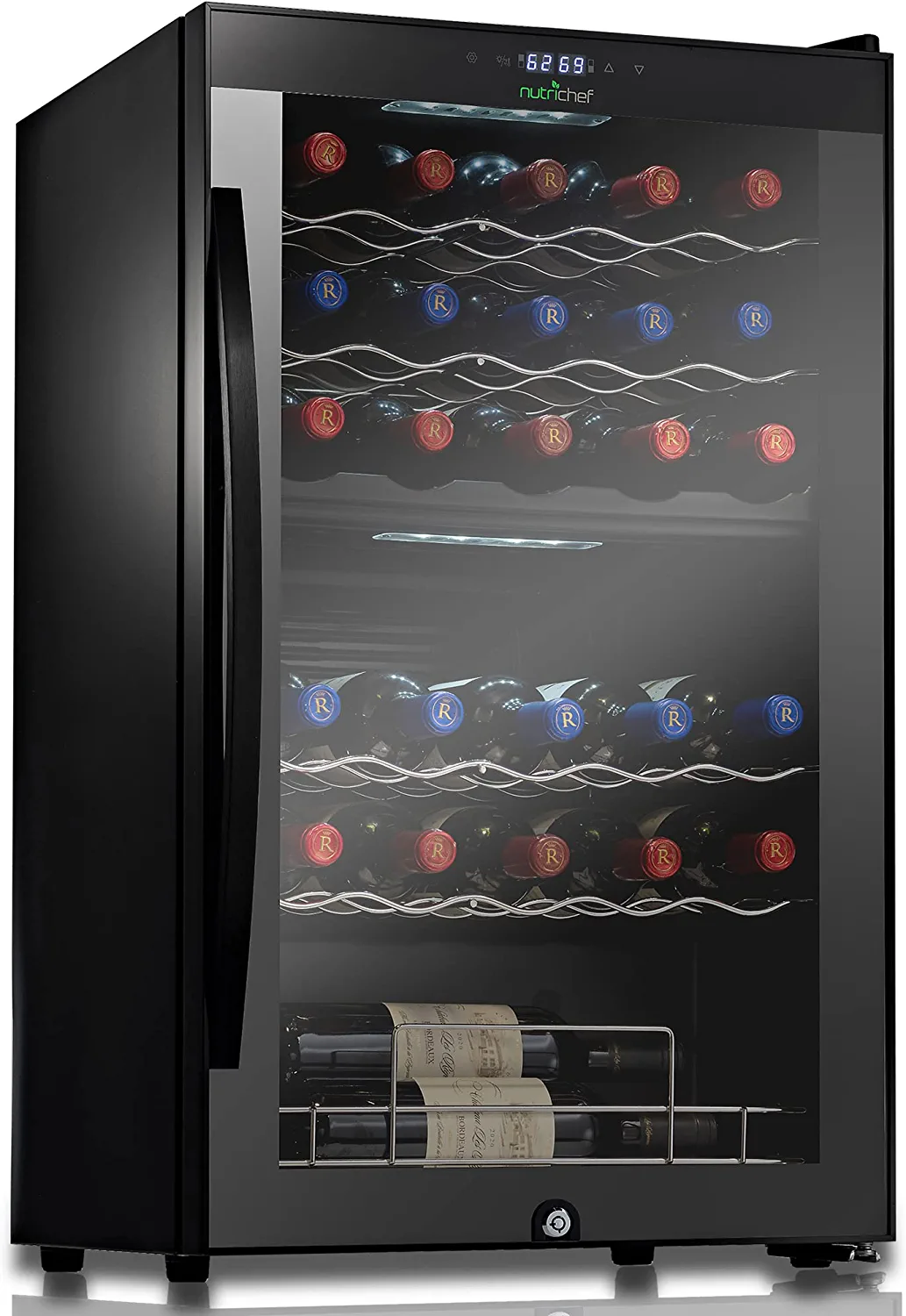 NutriChef 33 Bottle Dual-Zone Refrigerator PKCWCDS335