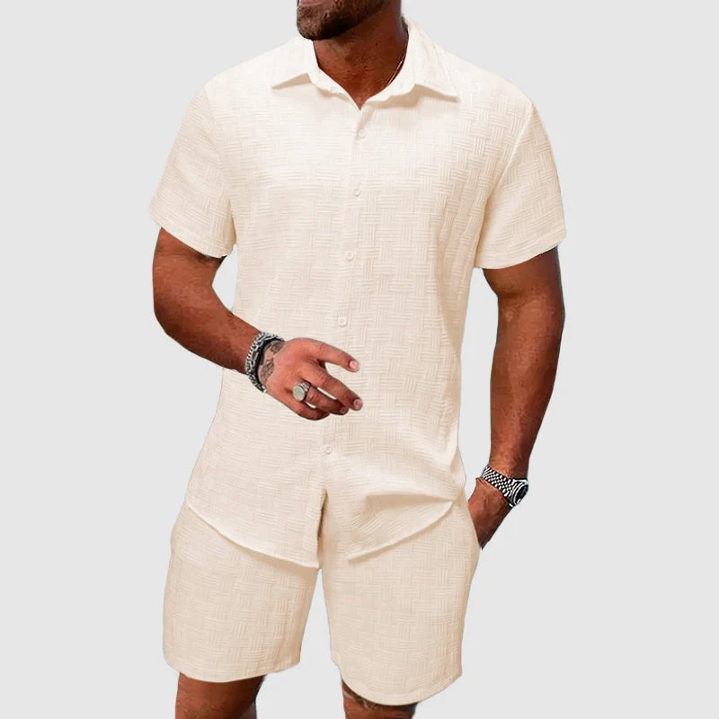 Locker geschnittenes Hemd- und Shorts-Set f��r Herren