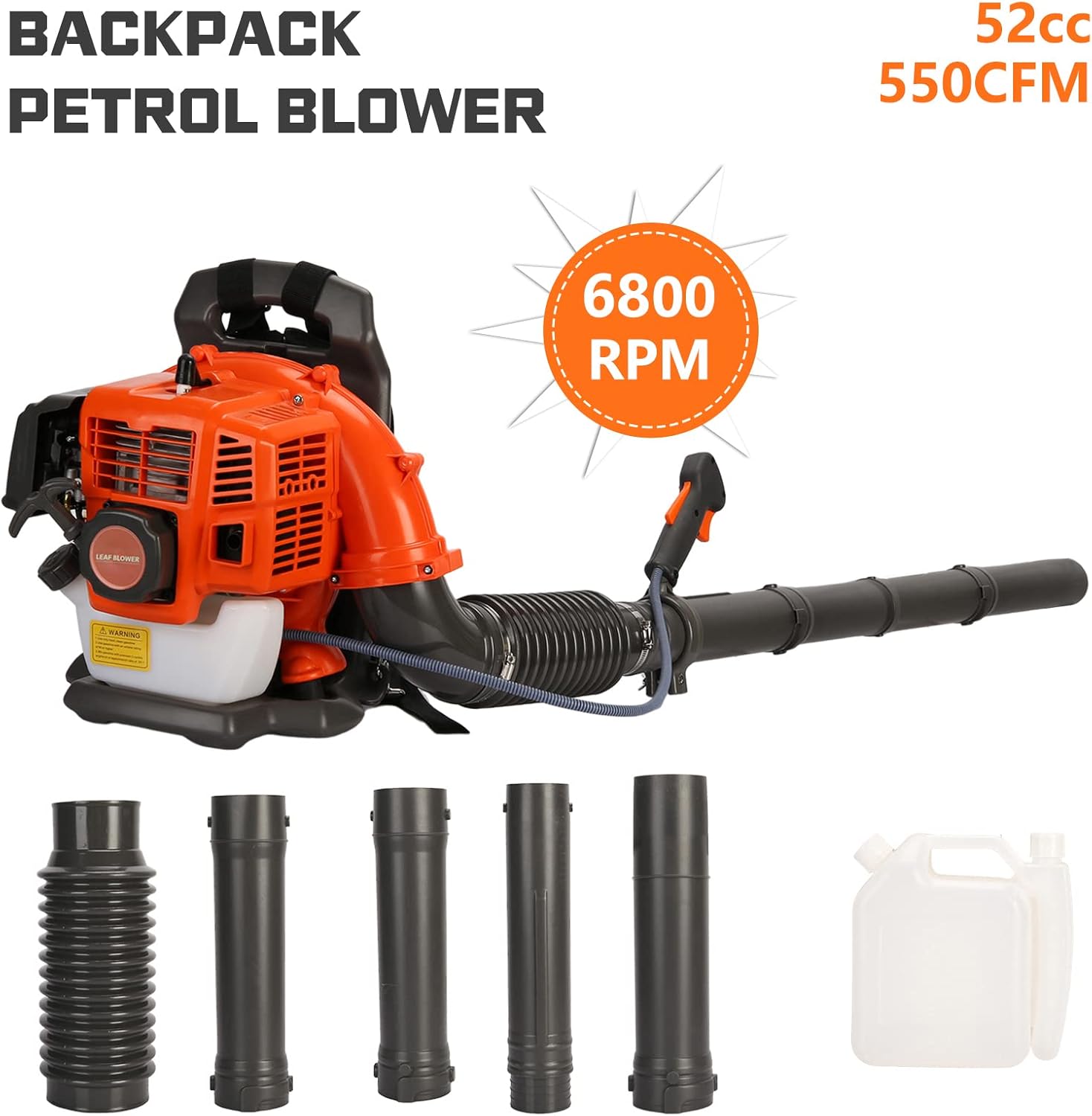 ZTGD Backpack Gas Powered Leaf Blower Gasoline Backpack Grass Blower with Air-Cooled