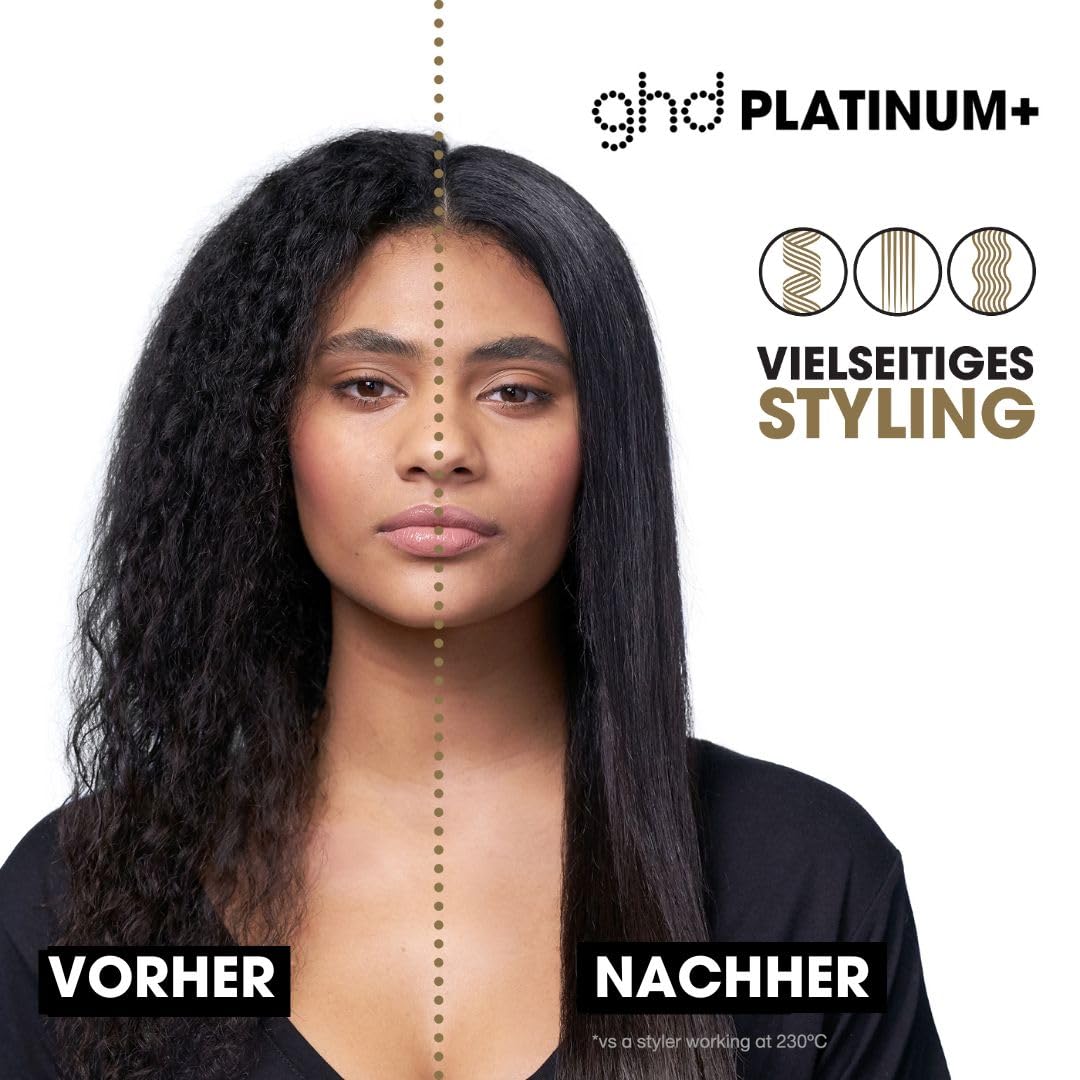 ghd Platinum+ Haarglätter & Professioneller Styler in Schwarz - Stärkeres Haar, Mehr Glanz, Farbschutz - Für Alle Haartypen