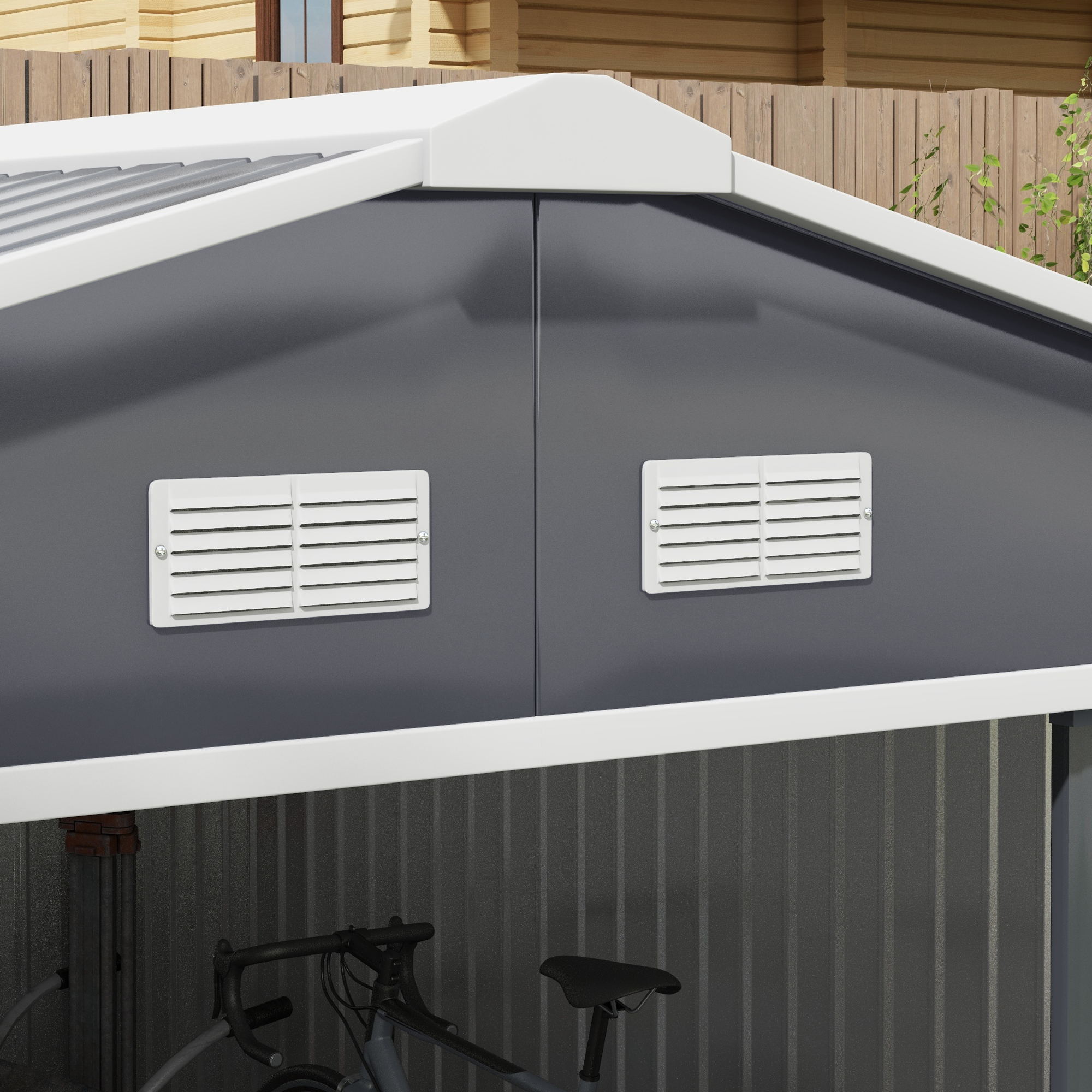 Outsunny Gereedschapsschuur met fundering 24,5 m3 gereedschapsschuur tuinhuisje stalen schuifdeur